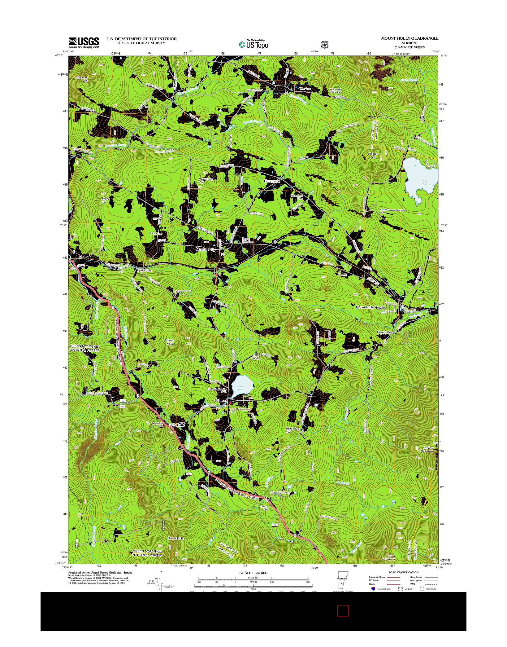 USGS US TOPO 7.5-MINUTE MAP FOR MOUNT HOLLY, VT 2012