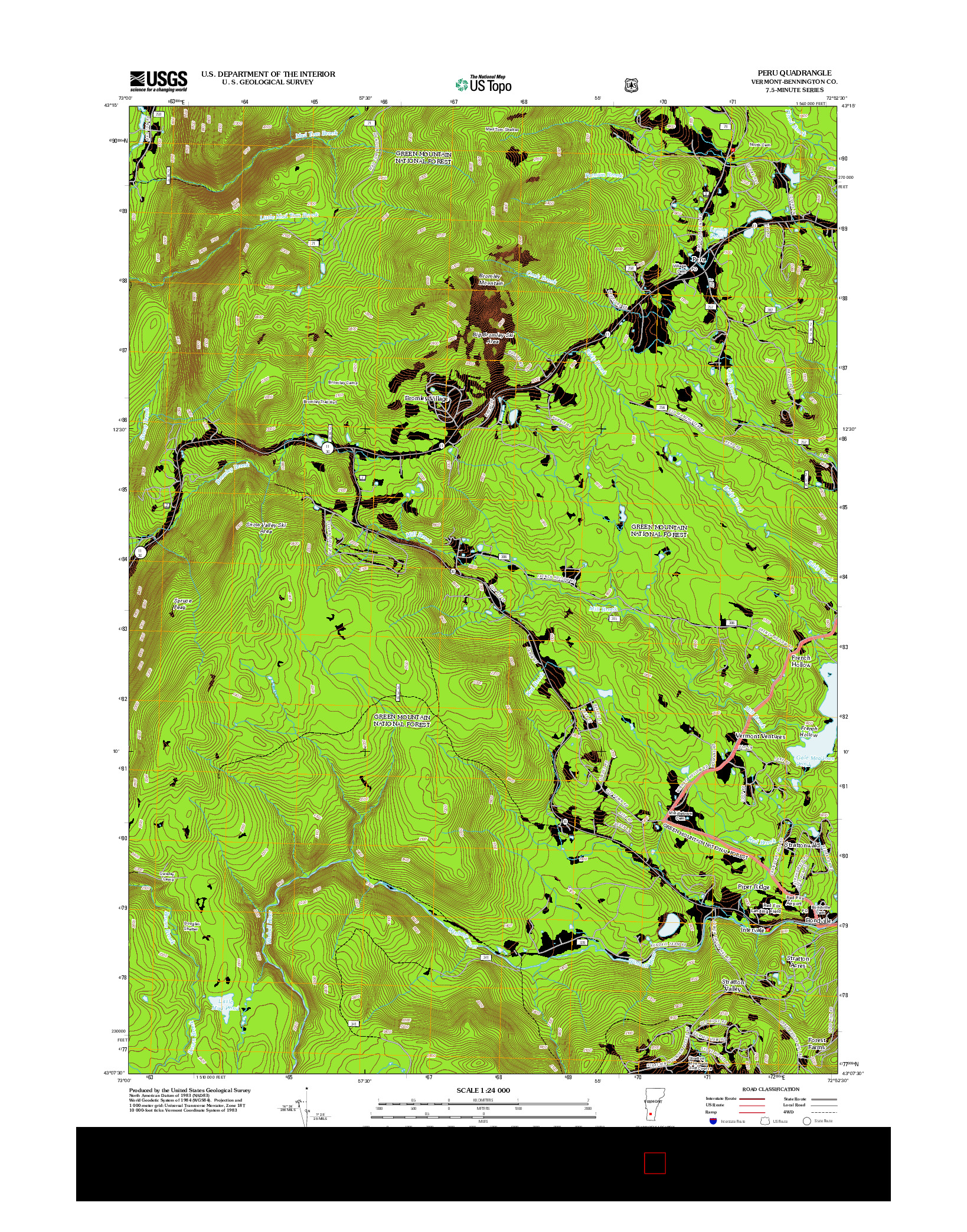 USGS US TOPO 7.5-MINUTE MAP FOR PERU, VT 2012