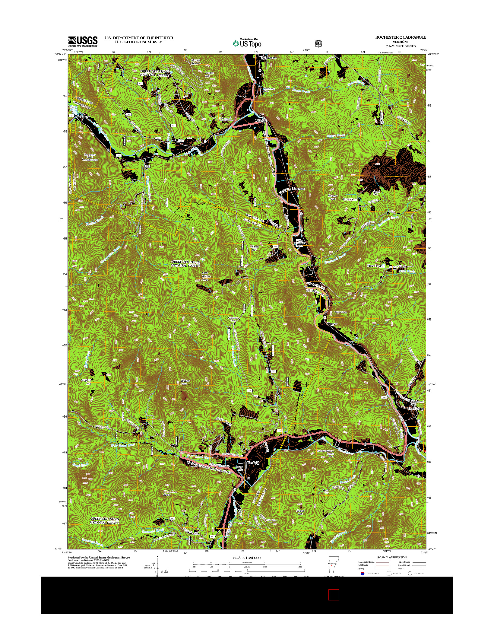 USGS US TOPO 7.5-MINUTE MAP FOR ROCHESTER, VT 2012
