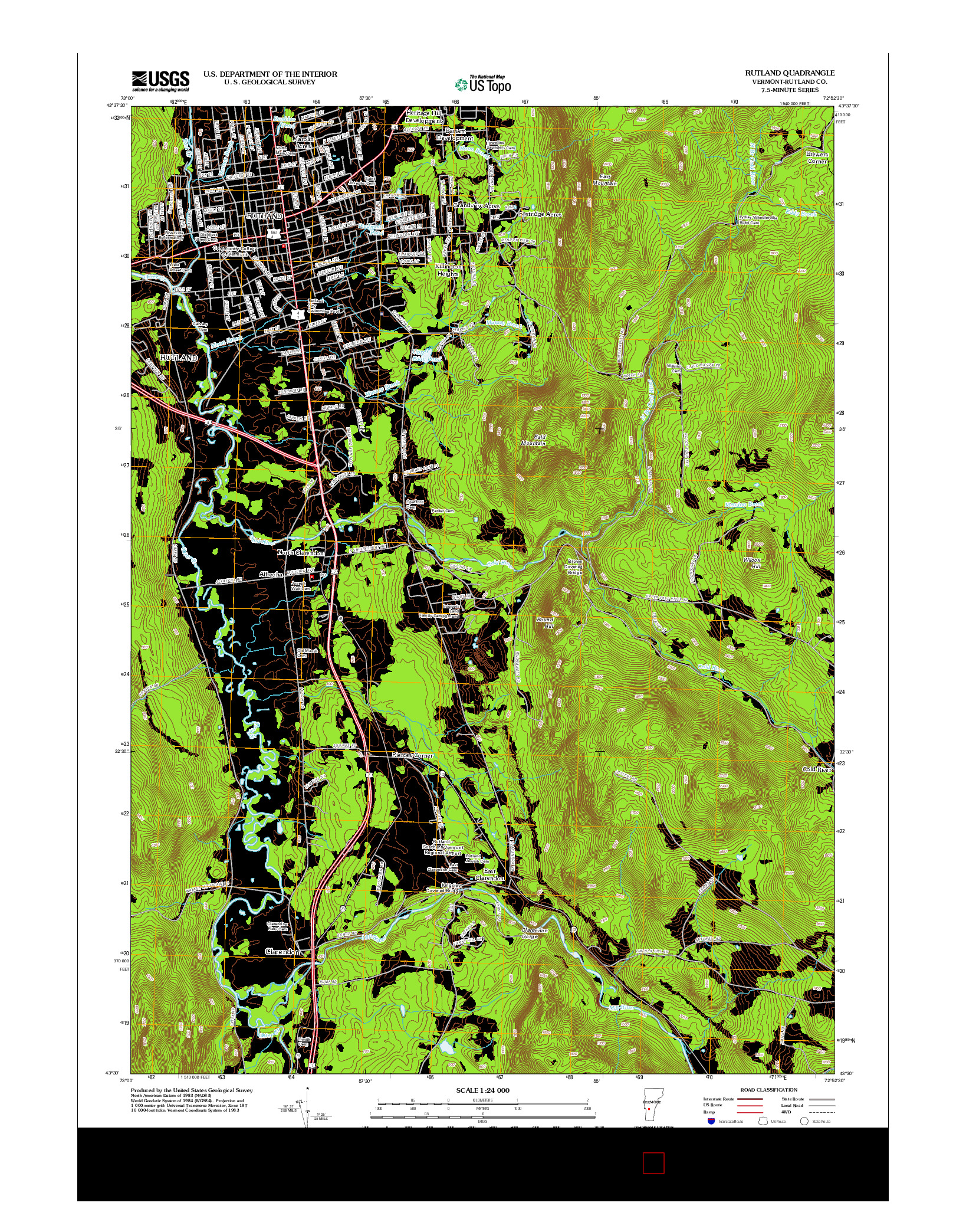 USGS US TOPO 7.5-MINUTE MAP FOR RUTLAND, VT 2012