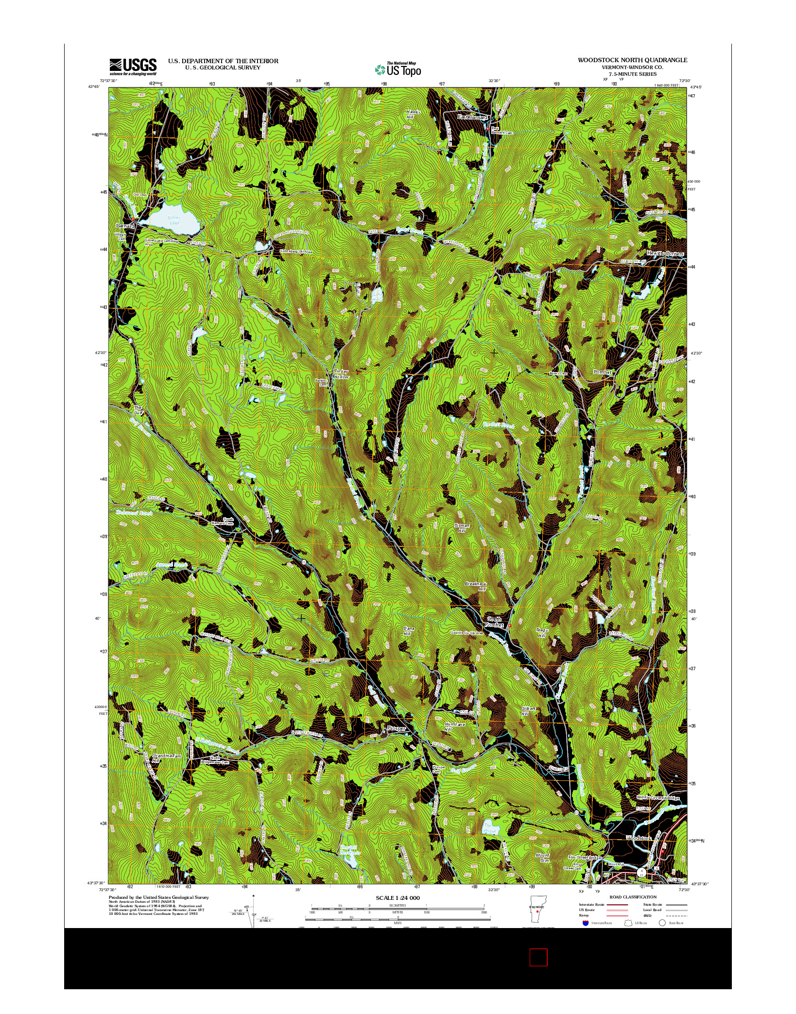 USGS US TOPO 7.5-MINUTE MAP FOR WOODSTOCK NORTH, VT 2012