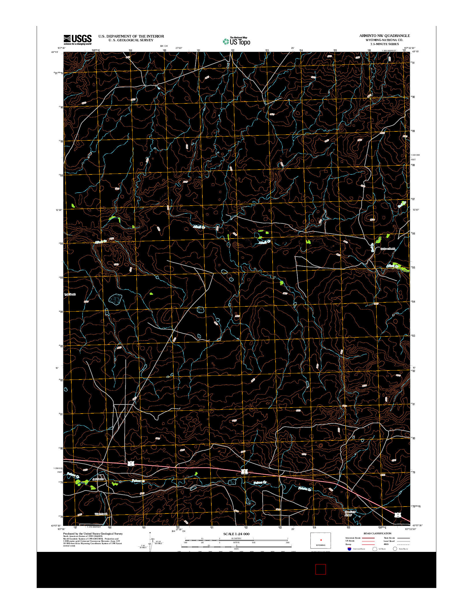 USGS US TOPO 7.5-MINUTE MAP FOR ARMINTO NW, WY 2012