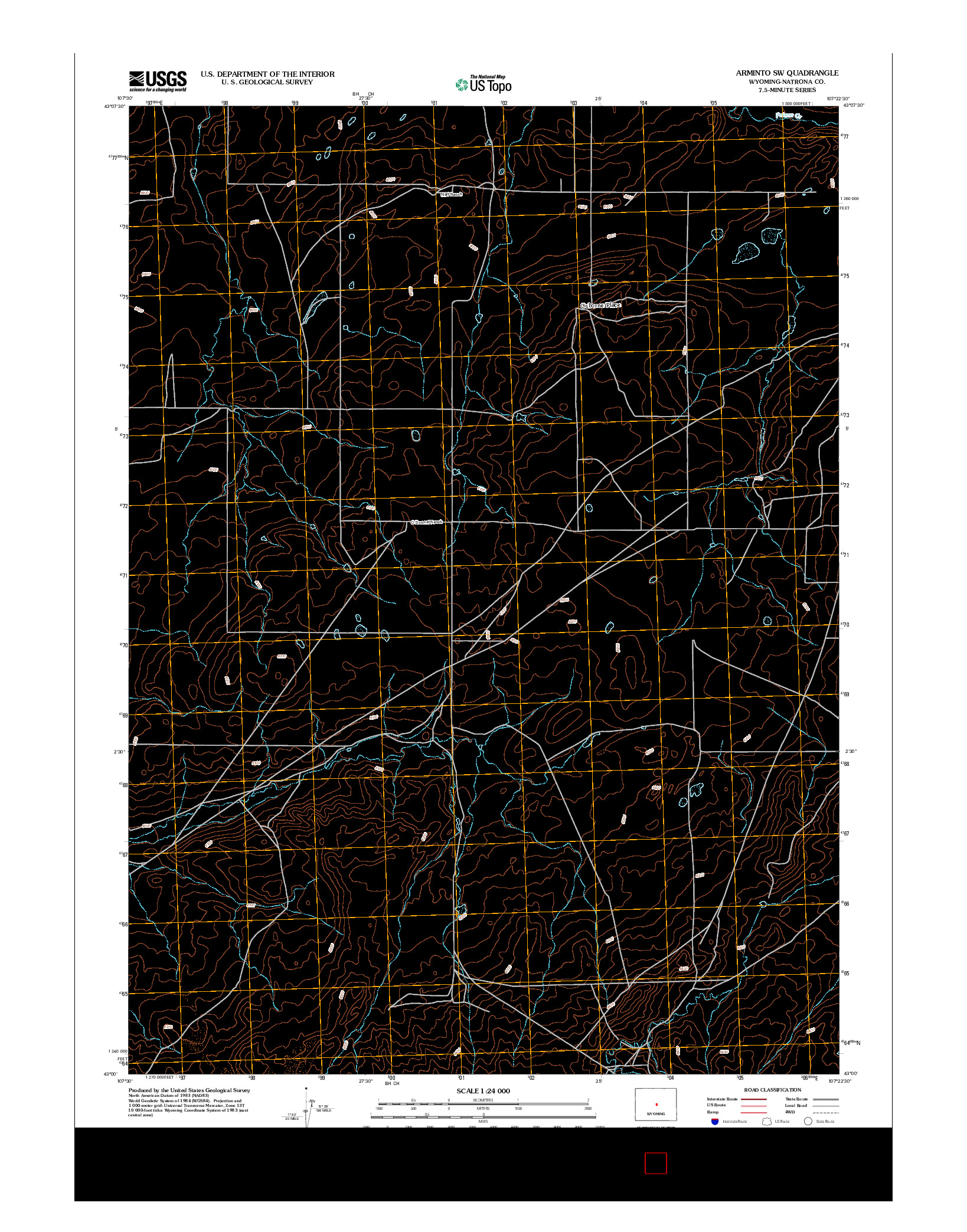 USGS US TOPO 7.5-MINUTE MAP FOR ARMINTO SW, WY 2012