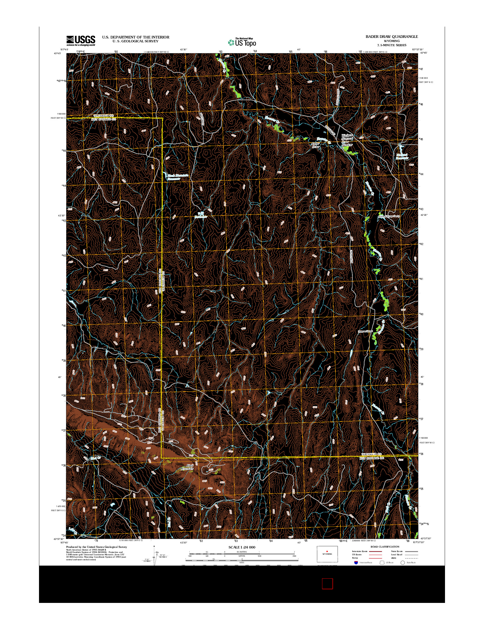 USGS US TOPO 7.5-MINUTE MAP FOR BADER DRAW, WY 2012