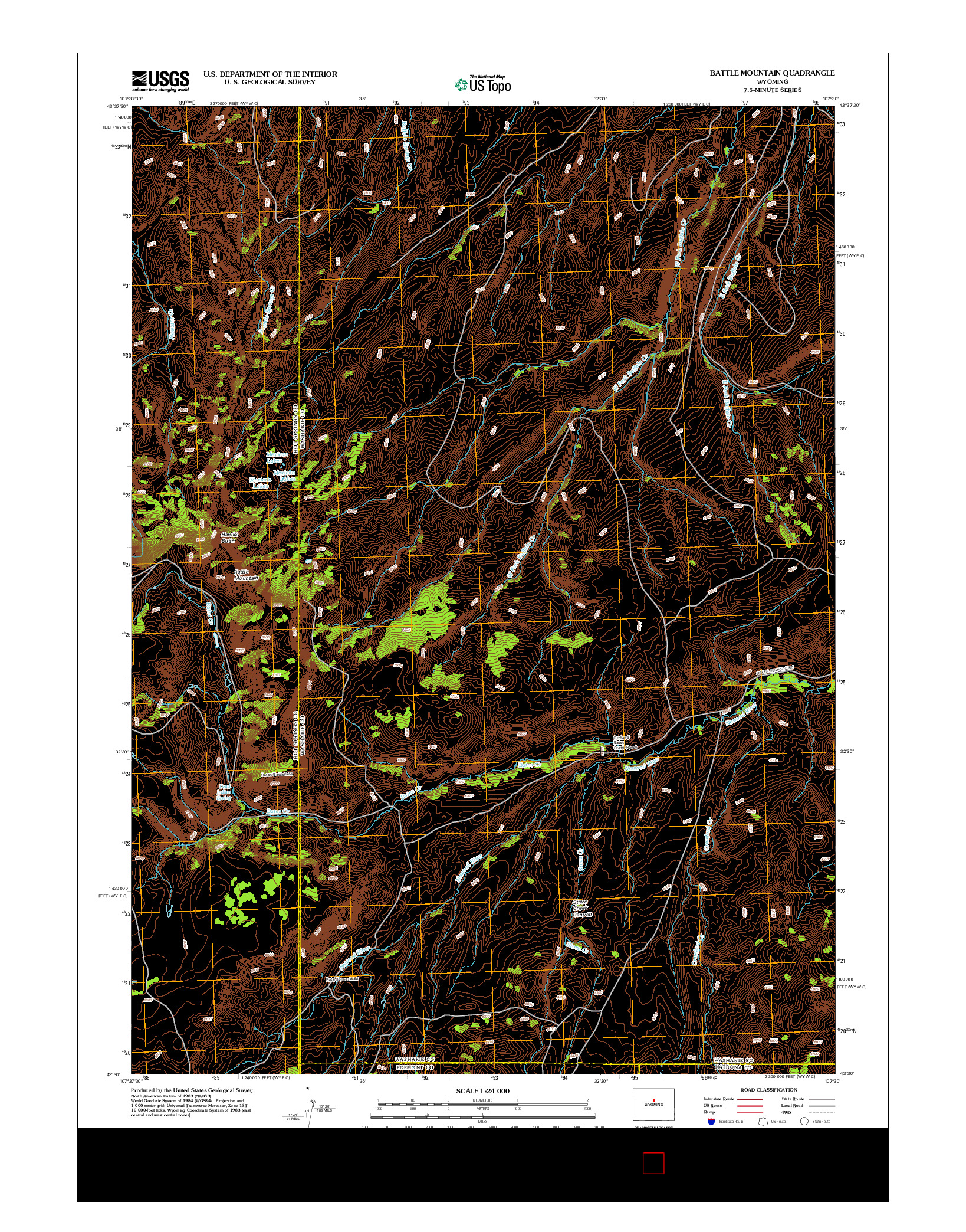 USGS US TOPO 7.5-MINUTE MAP FOR BATTLE MOUNTAIN, WY 2012