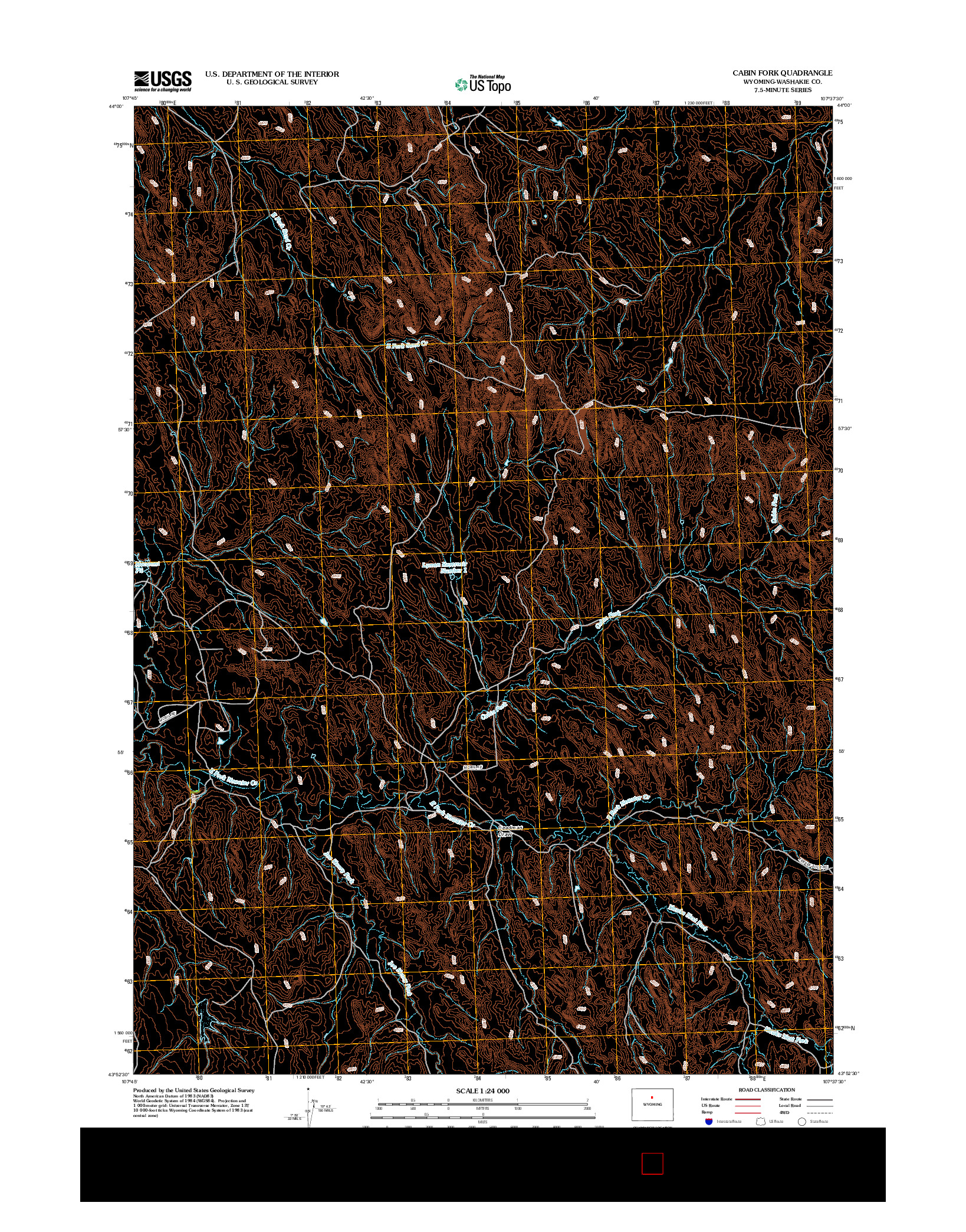 USGS US TOPO 7.5-MINUTE MAP FOR CABIN FORK, WY 2012