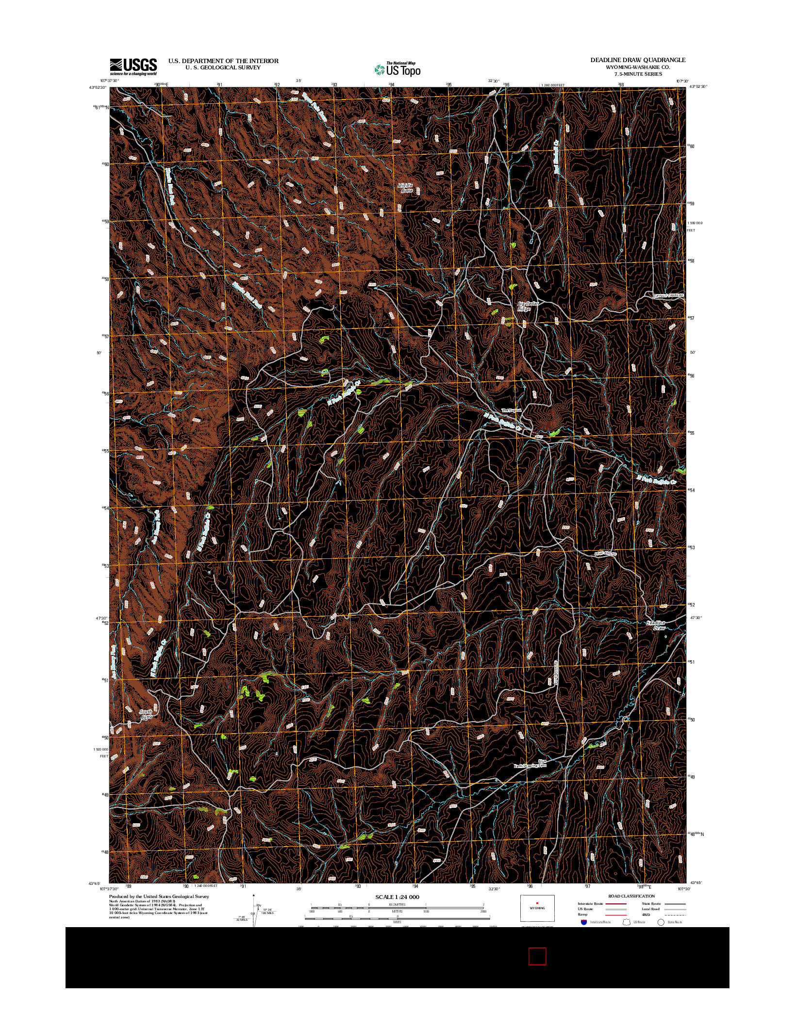 USGS US TOPO 7.5-MINUTE MAP FOR DEADLINE DRAW, WY 2012