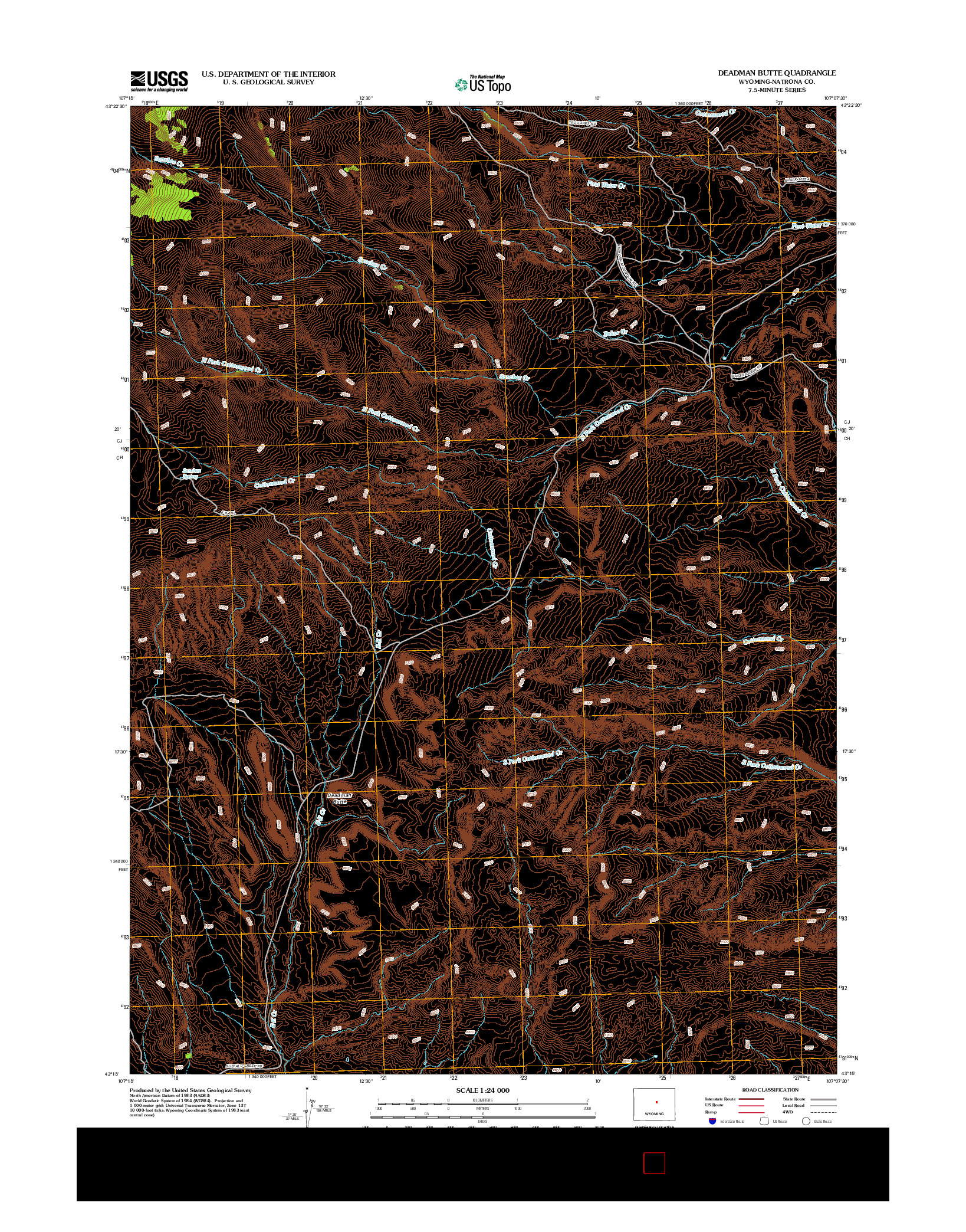 USGS US TOPO 7.5-MINUTE MAP FOR DEADMAN BUTTE, WY 2012