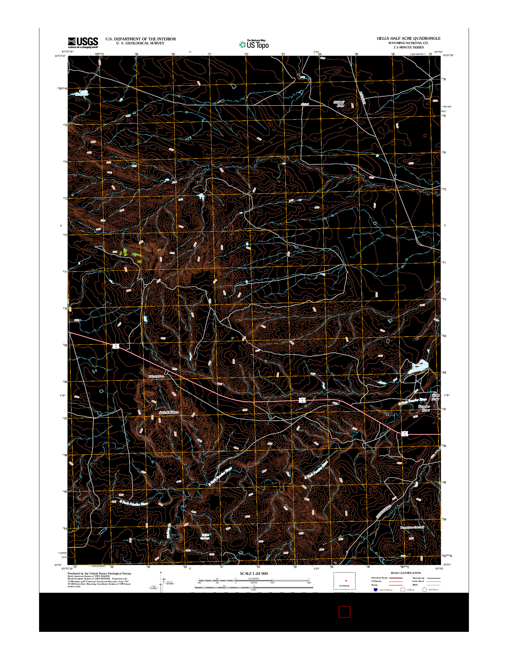 USGS US TOPO 7.5-MINUTE MAP FOR HELLS HALF ACRE, WY 2012