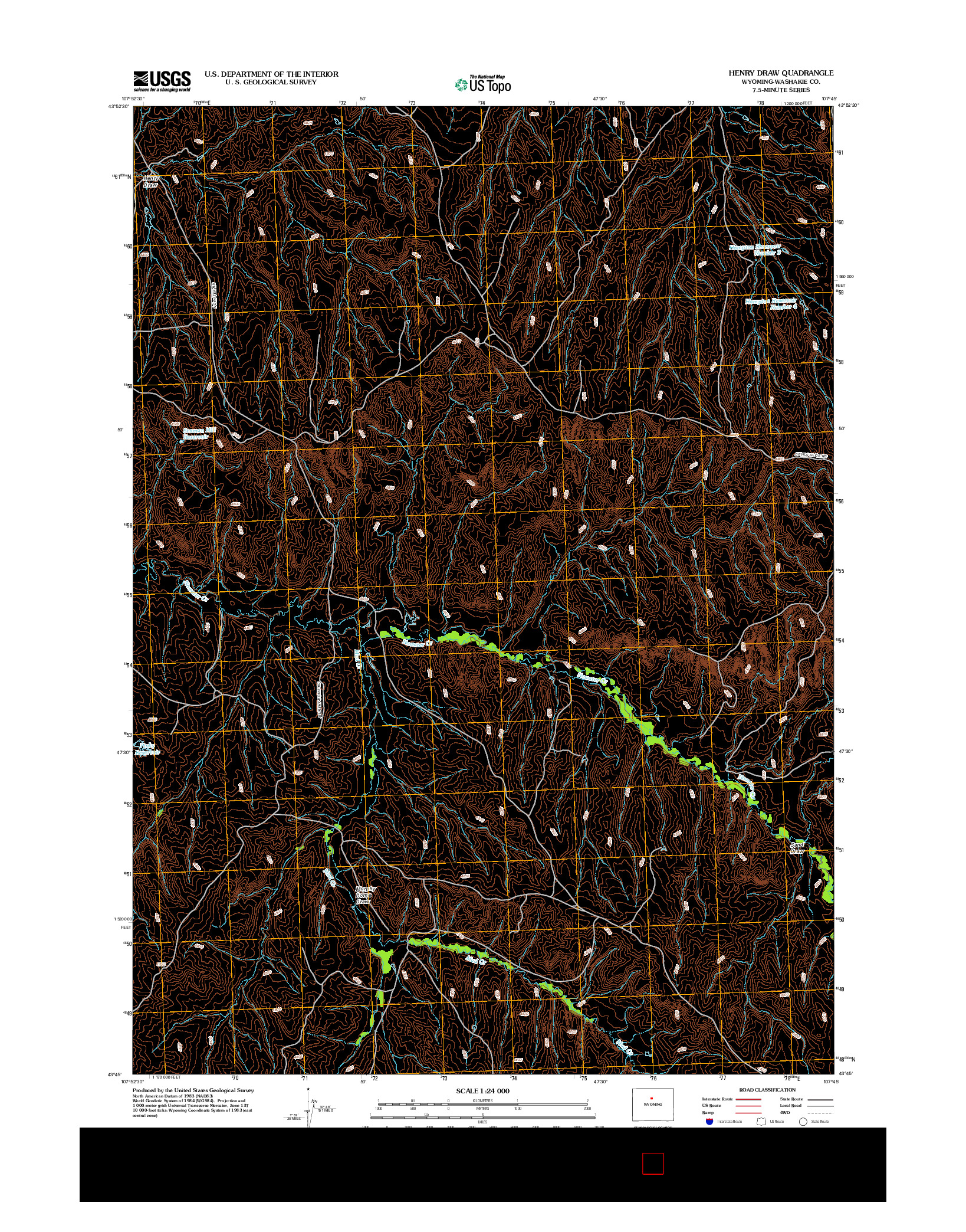 USGS US TOPO 7.5-MINUTE MAP FOR HENRY DRAW, WY 2012