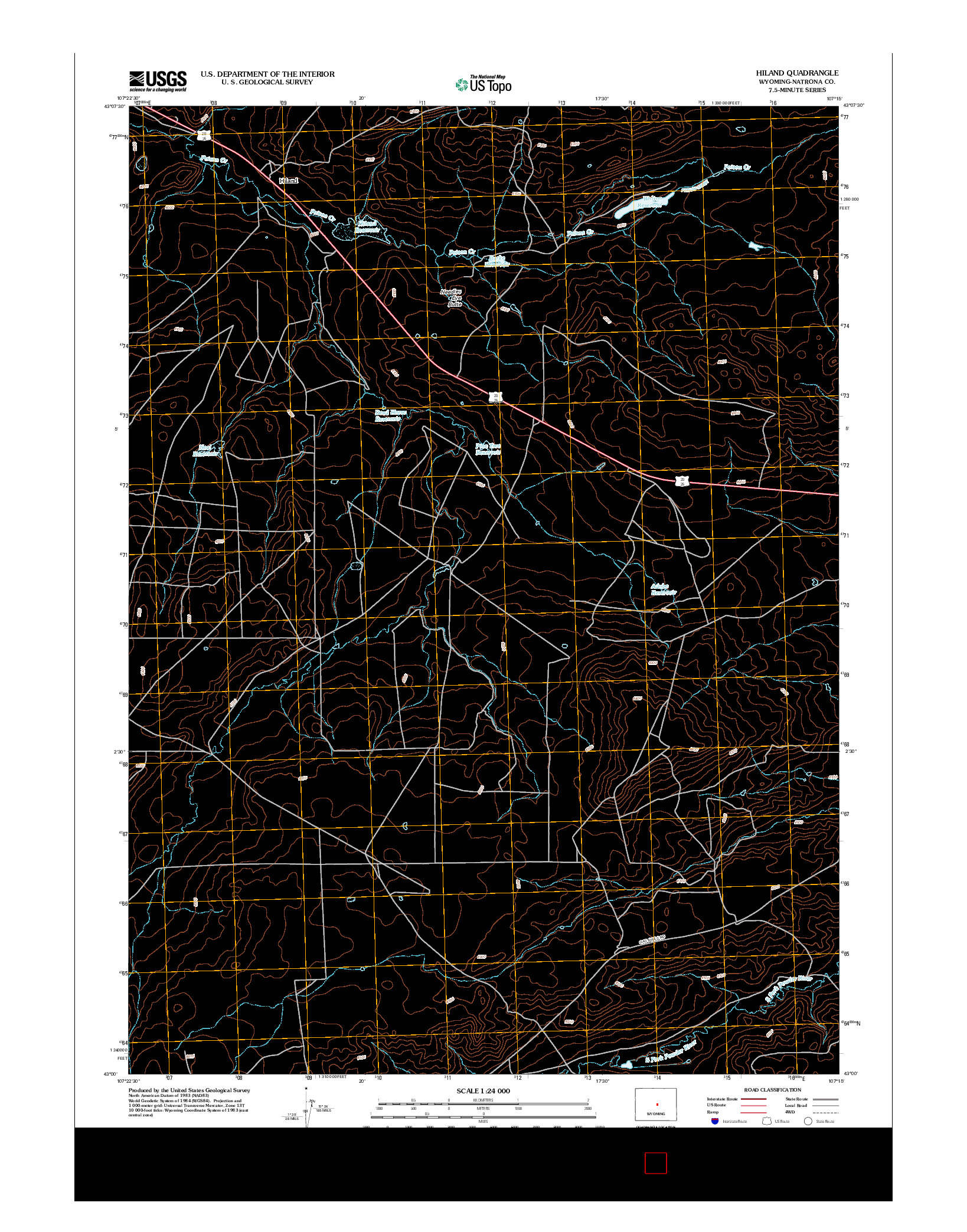 USGS US TOPO 7.5-MINUTE MAP FOR HILAND, WY 2012