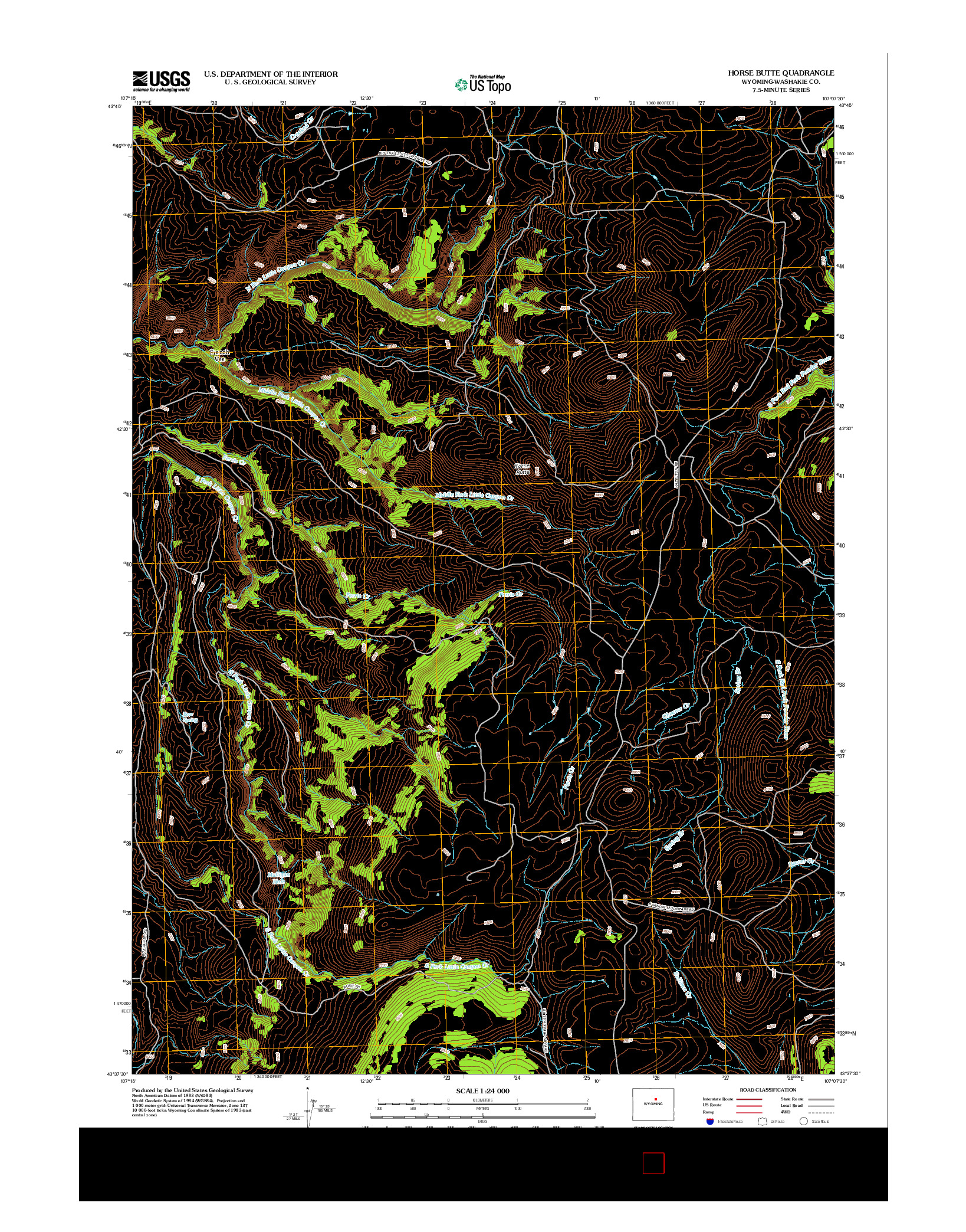 USGS US TOPO 7.5-MINUTE MAP FOR HORSE BUTTE, WY 2012