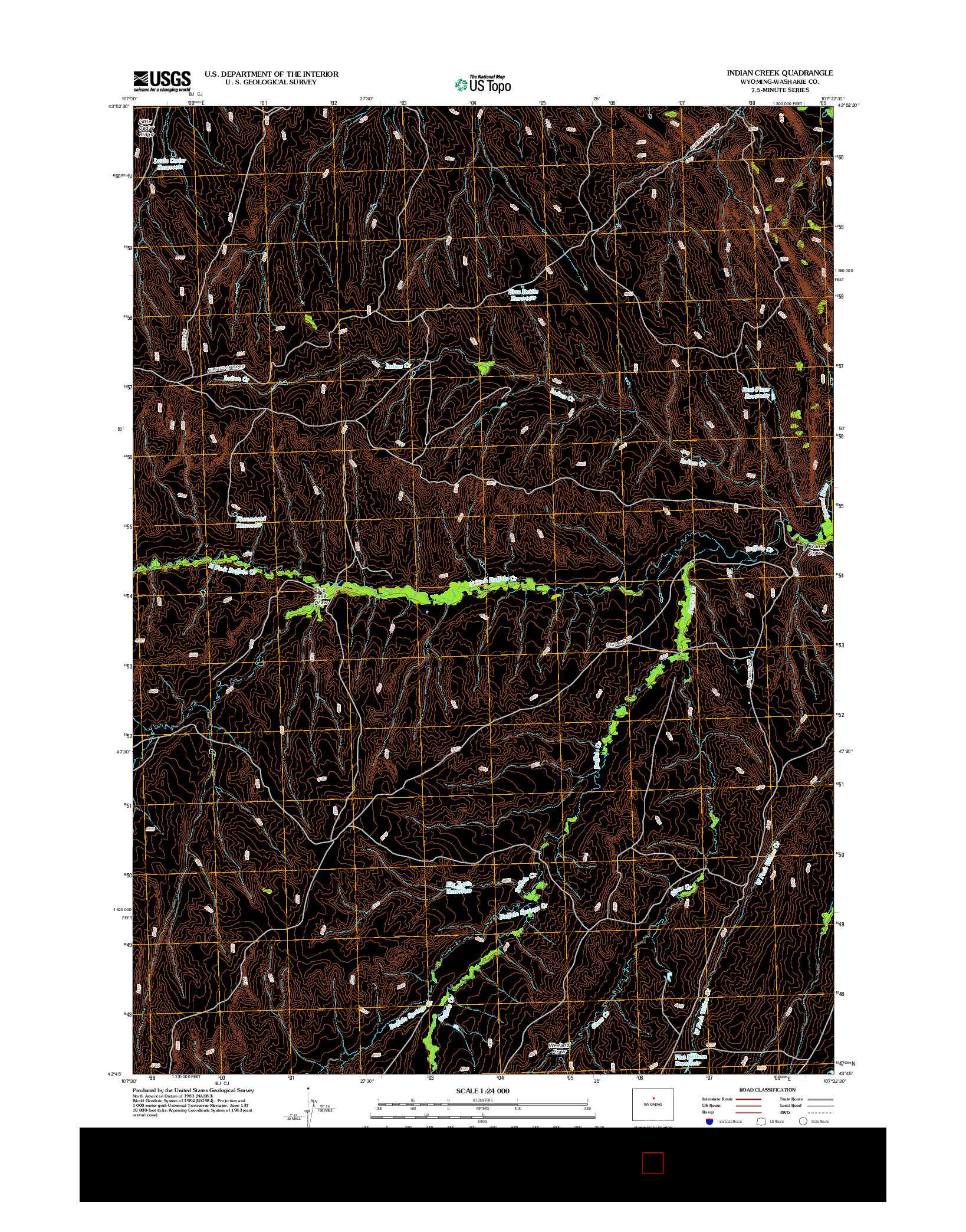 USGS US TOPO 7.5-MINUTE MAP FOR INDIAN CREEK, WY 2012