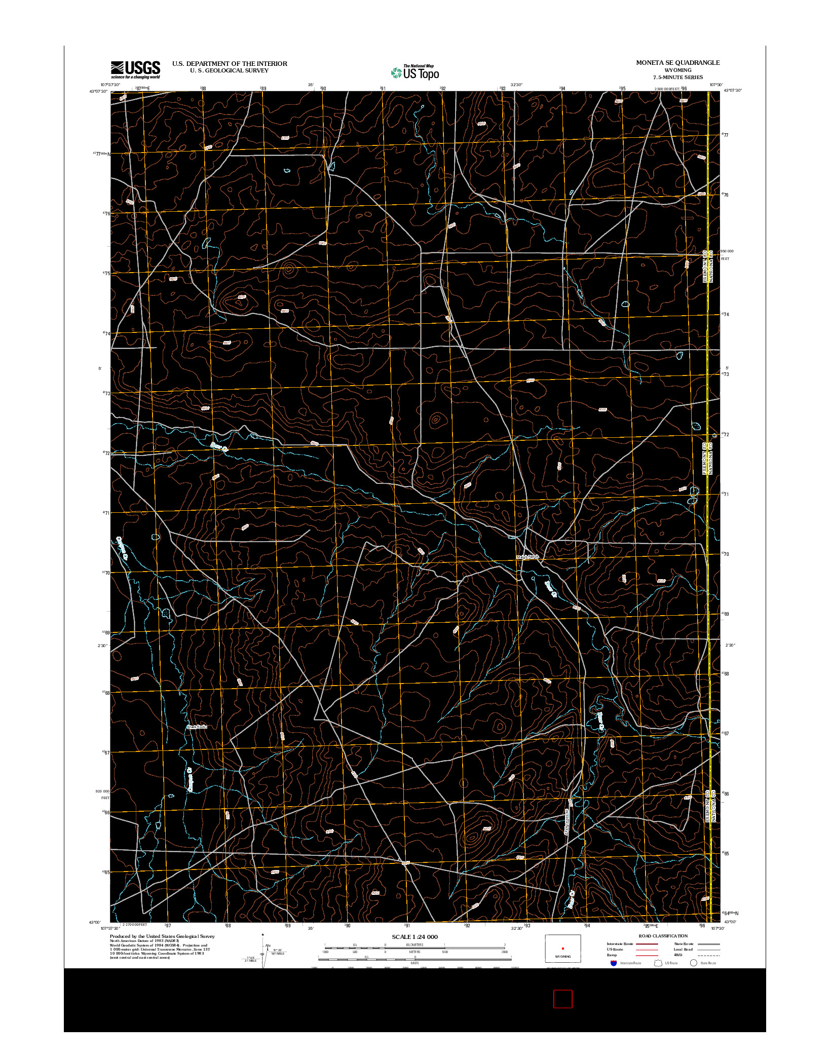 USGS US TOPO 7.5-MINUTE MAP FOR MONETA SE, WY 2012