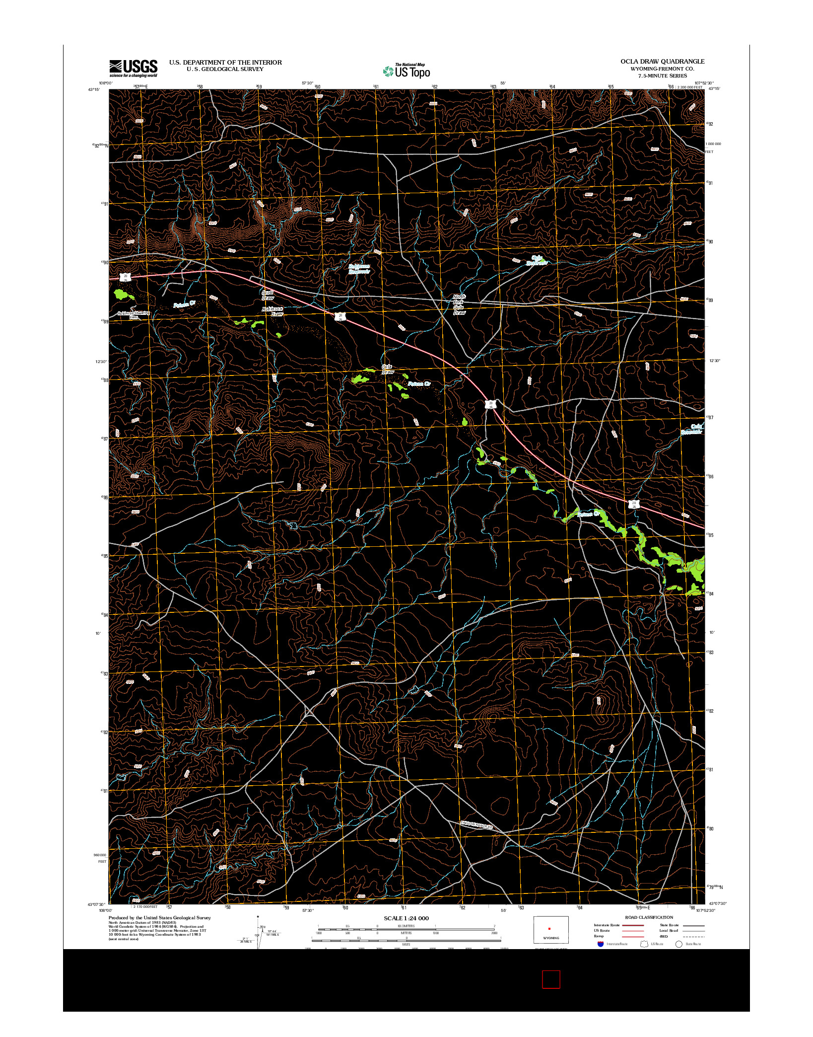 USGS US TOPO 7.5-MINUTE MAP FOR OCLA DRAW, WY 2012