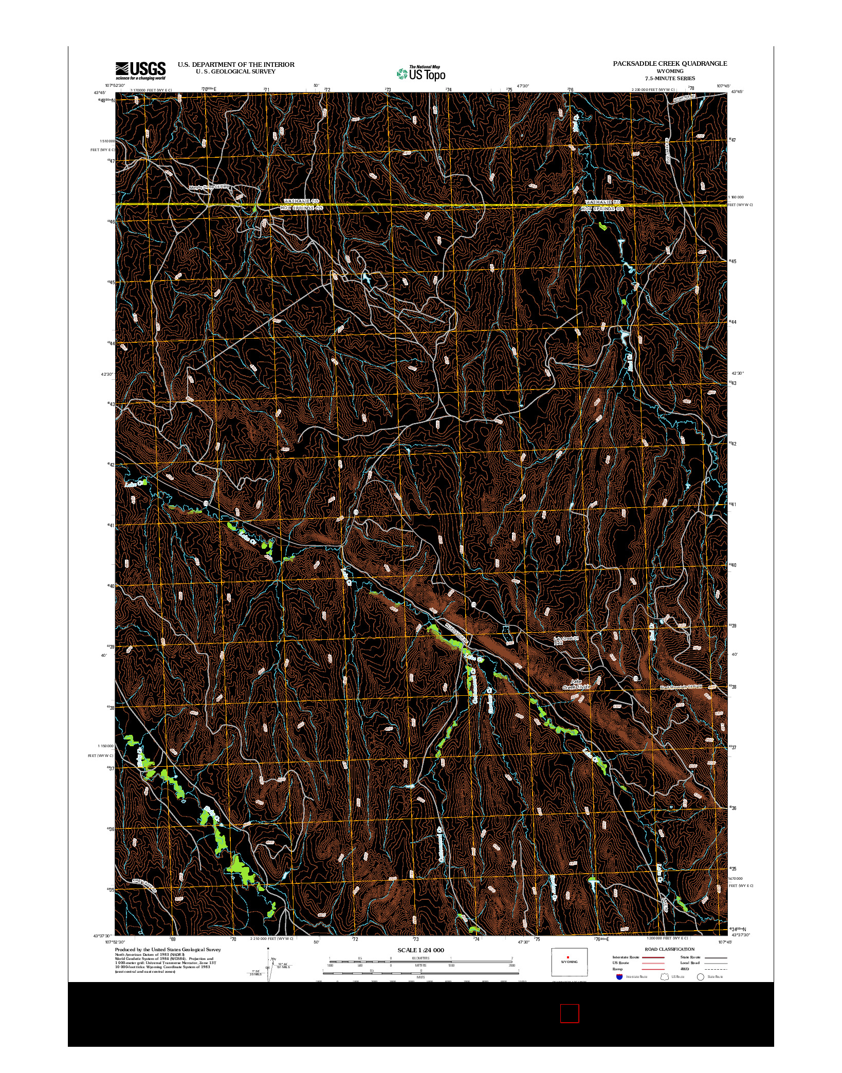 USGS US TOPO 7.5-MINUTE MAP FOR PACKSADDLE CREEK, WY 2012