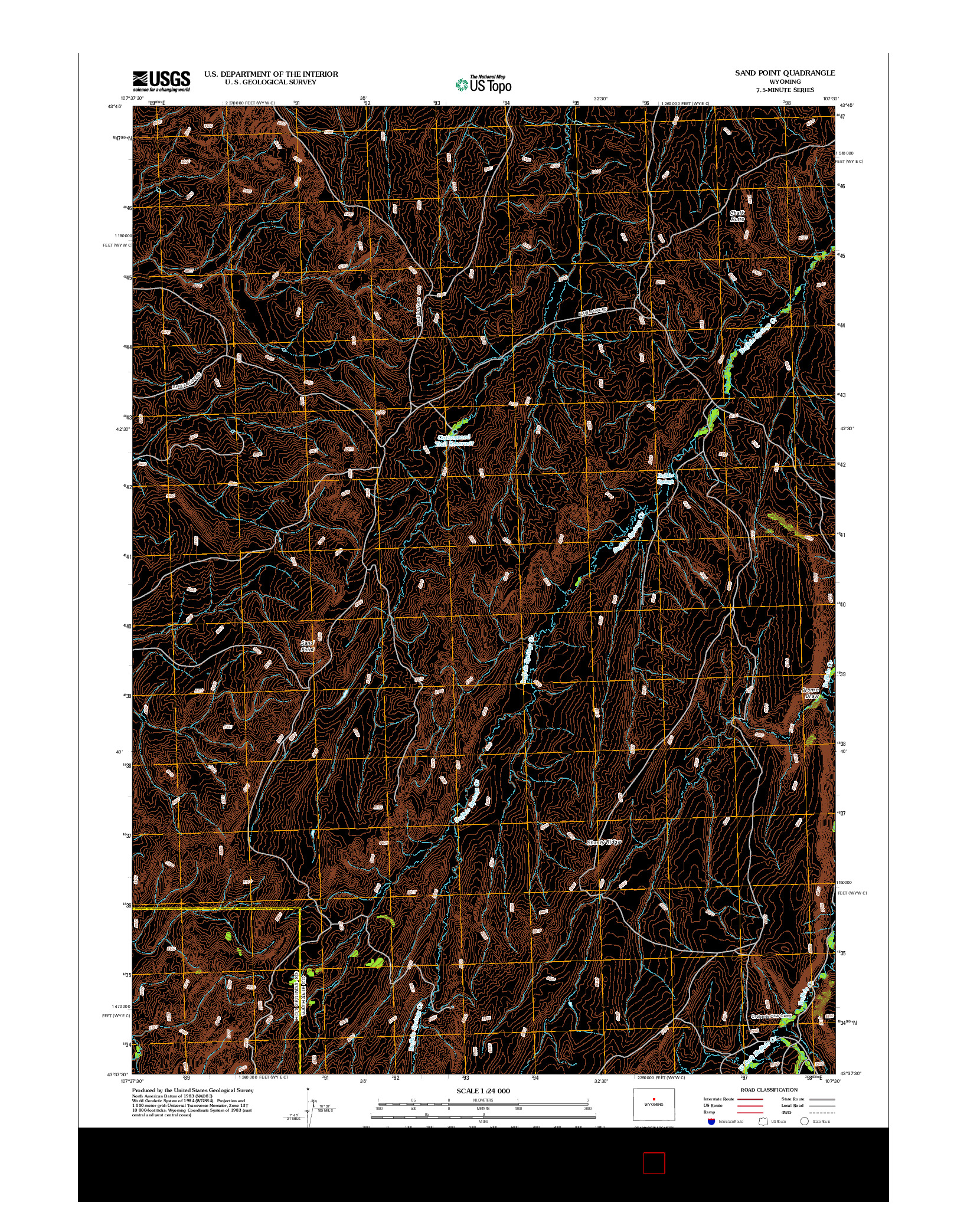 USGS US TOPO 7.5-MINUTE MAP FOR SAND POINT, WY 2012