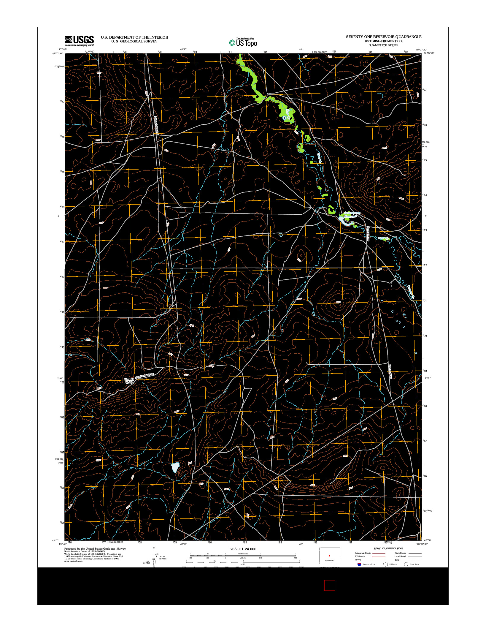 USGS US TOPO 7.5-MINUTE MAP FOR SEVENTY ONE RESERVOIR, WY 2012