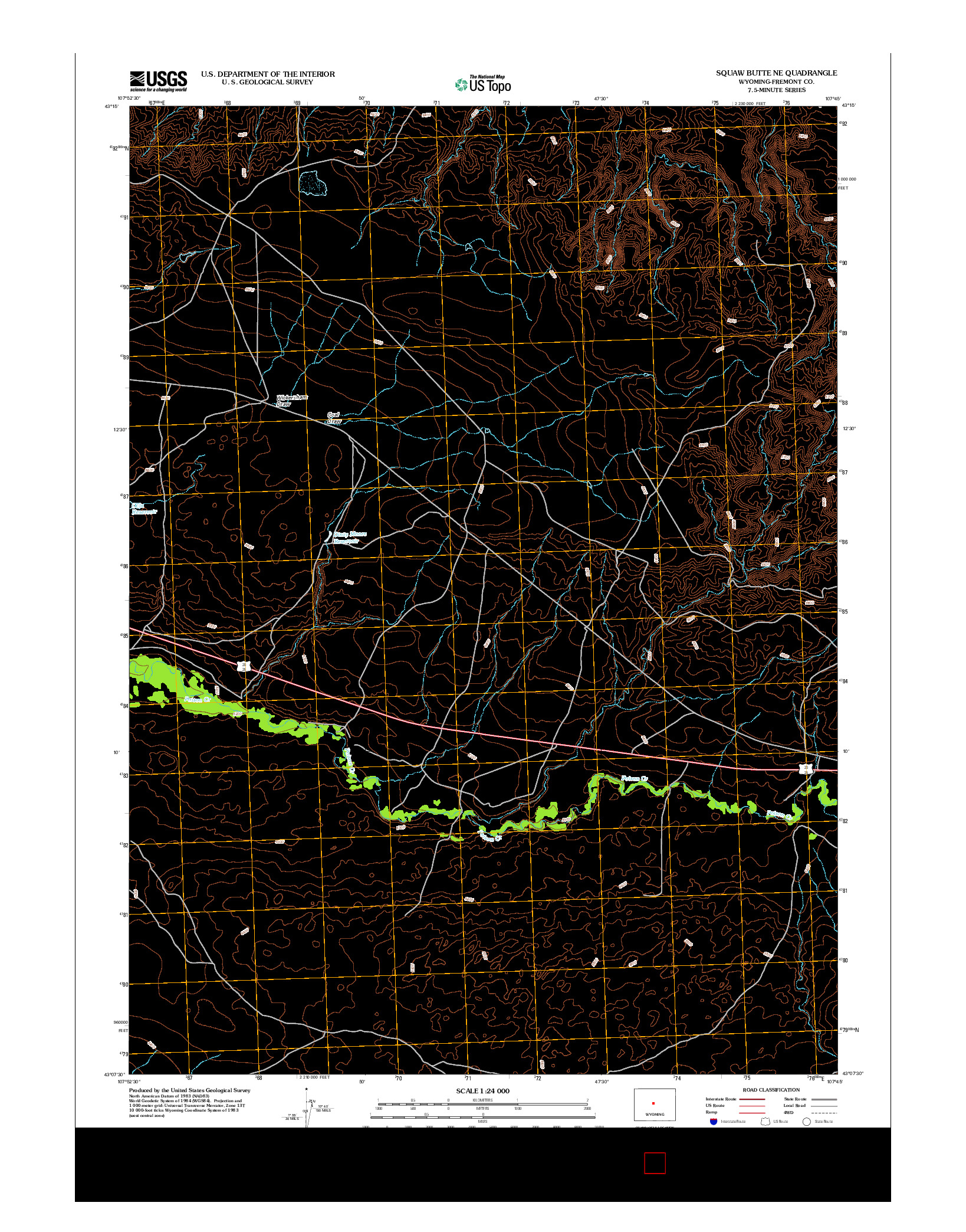 USGS US TOPO 7.5-MINUTE MAP FOR SQUAW BUTTE NE, WY 2012