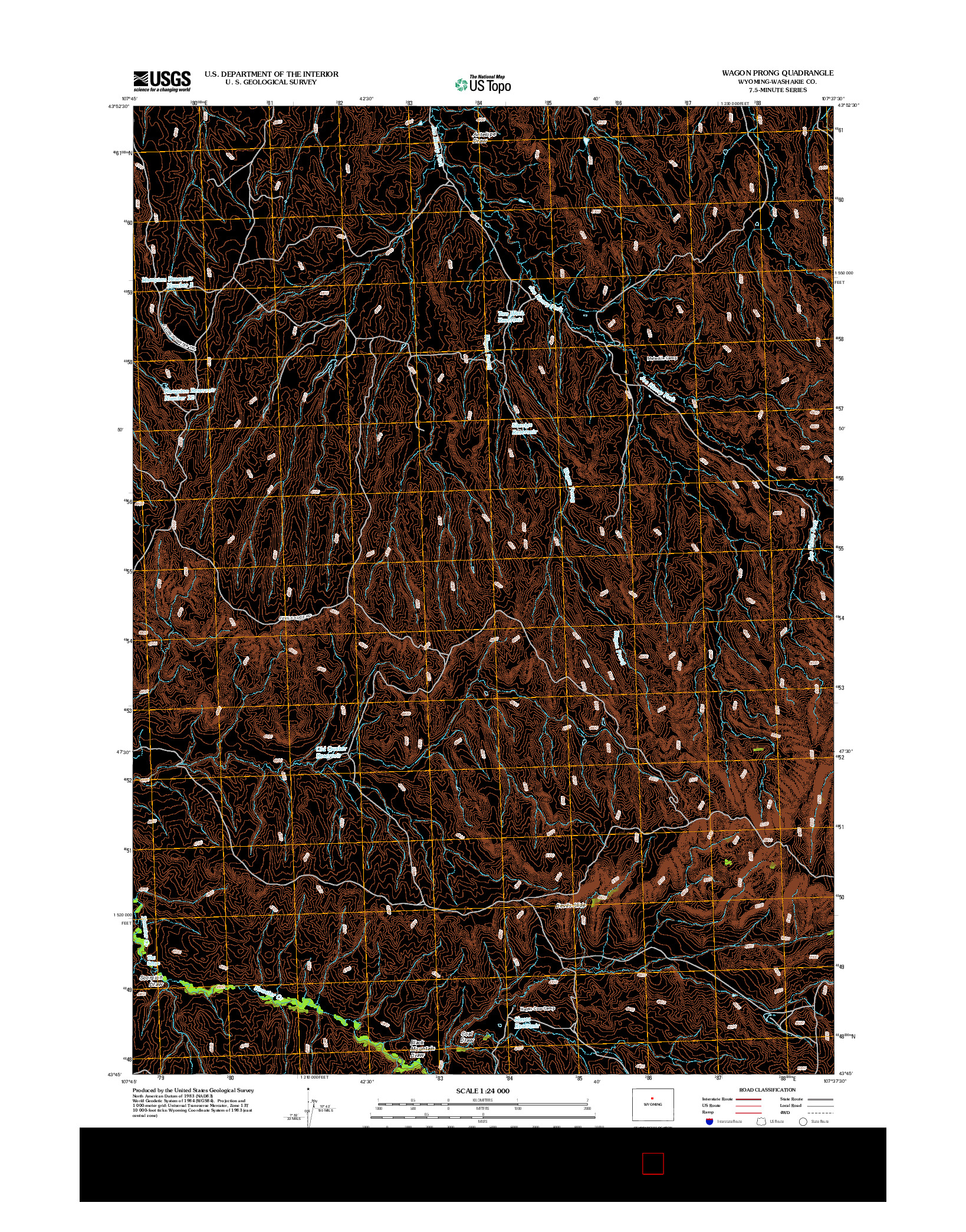 USGS US TOPO 7.5-MINUTE MAP FOR WAGON PRONG, WY 2012