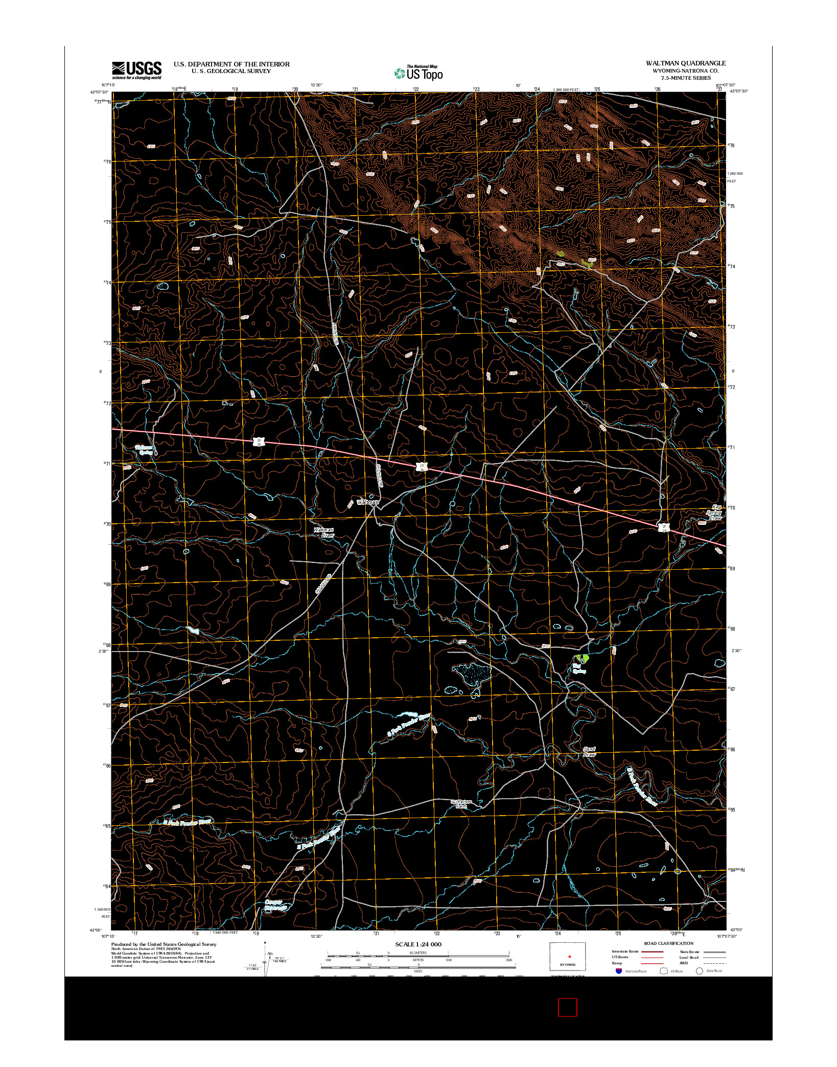 USGS US TOPO 7.5-MINUTE MAP FOR WALTMAN, WY 2012