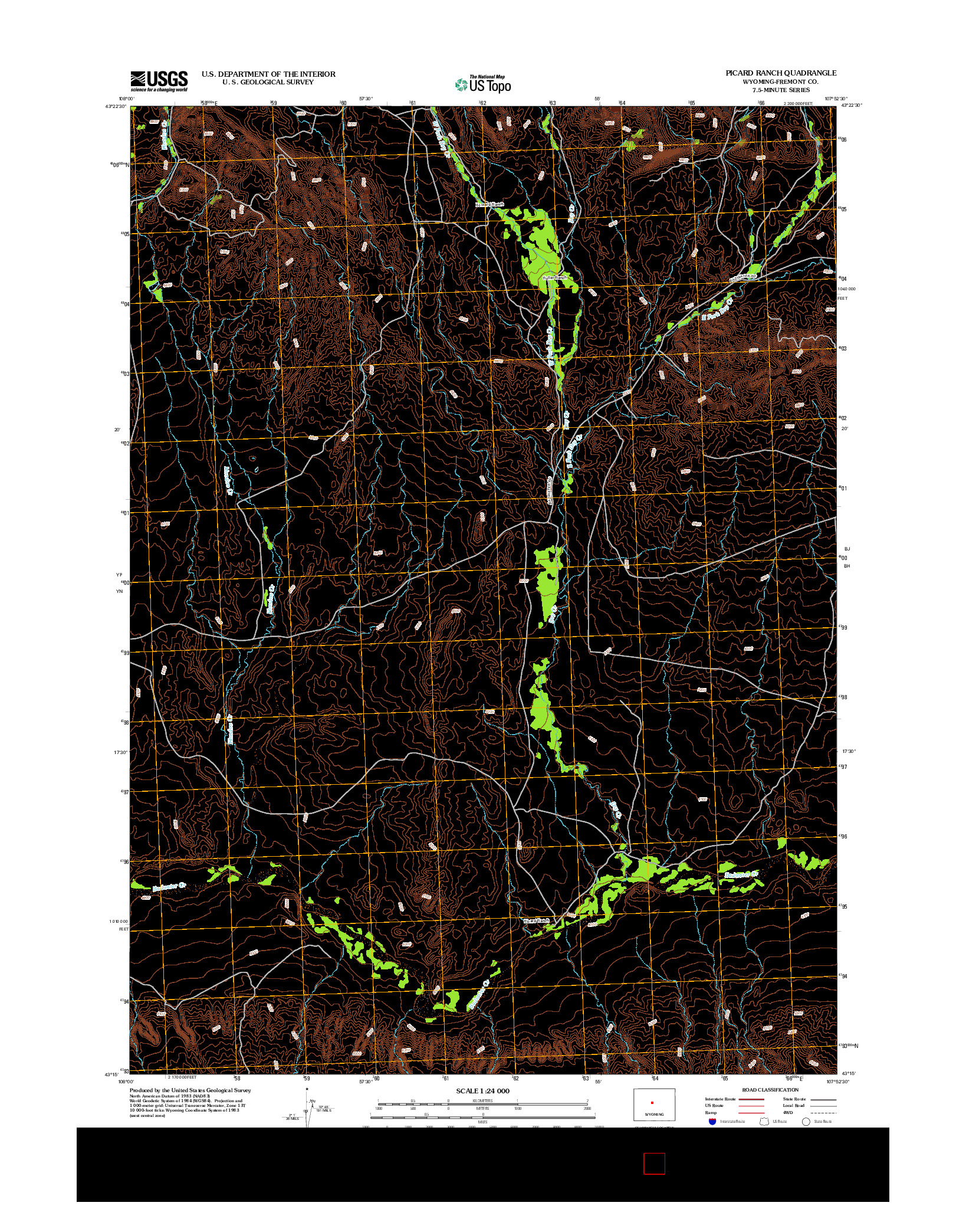 USGS US TOPO 7.5-MINUTE MAP FOR PICARD RANCH, WY 2012