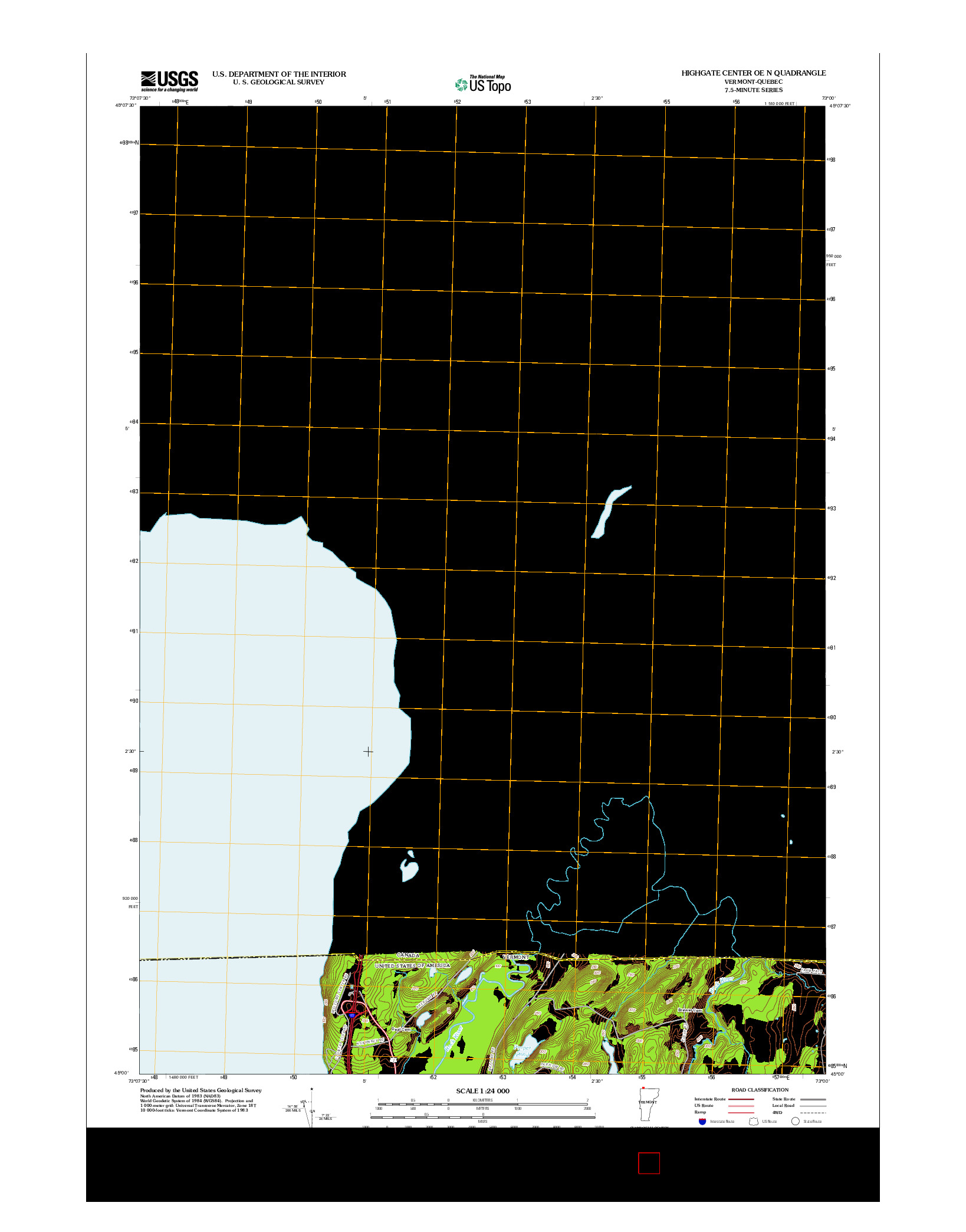 USGS US TOPO 7.5-MINUTE MAP FOR HIGHGATE CENTER OE N, VT-QC 2012