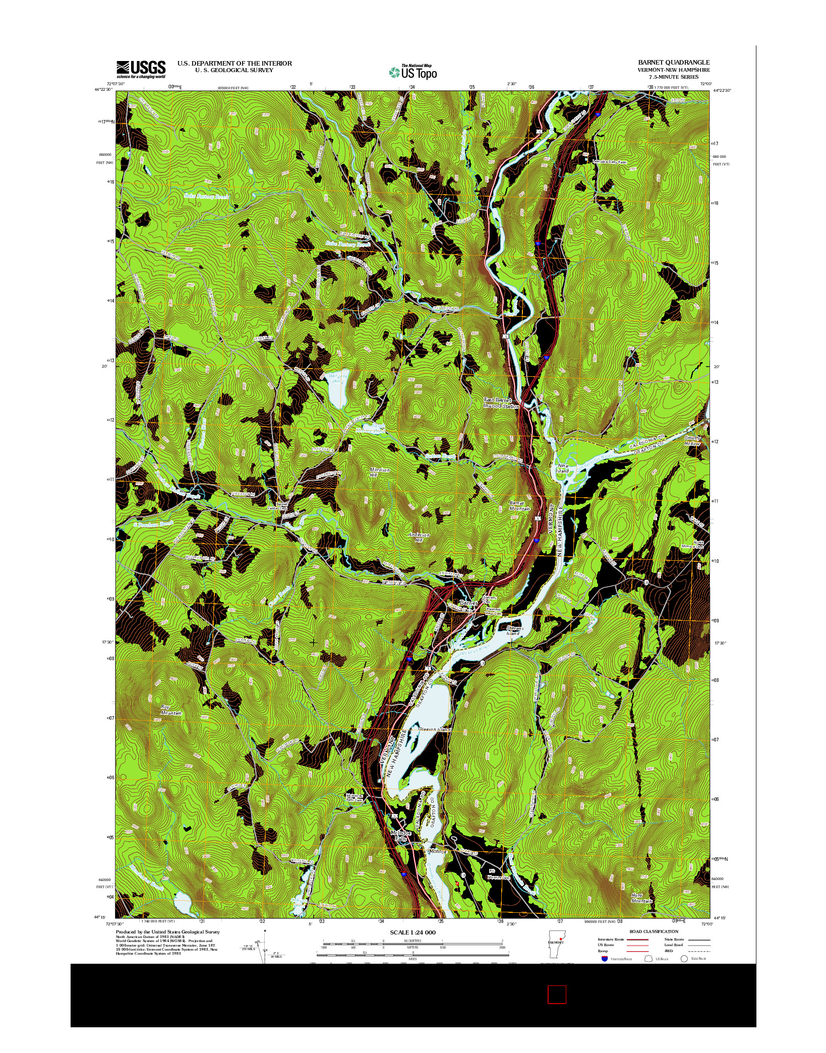 USGS US TOPO 7.5-MINUTE MAP FOR BARNET, VT-NH 2012