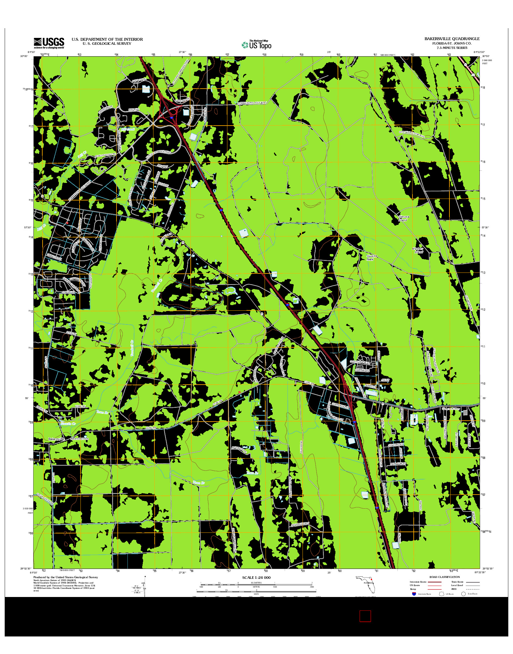 USGS US TOPO 7.5-MINUTE MAP FOR BAKERSVILLE, FL 2012