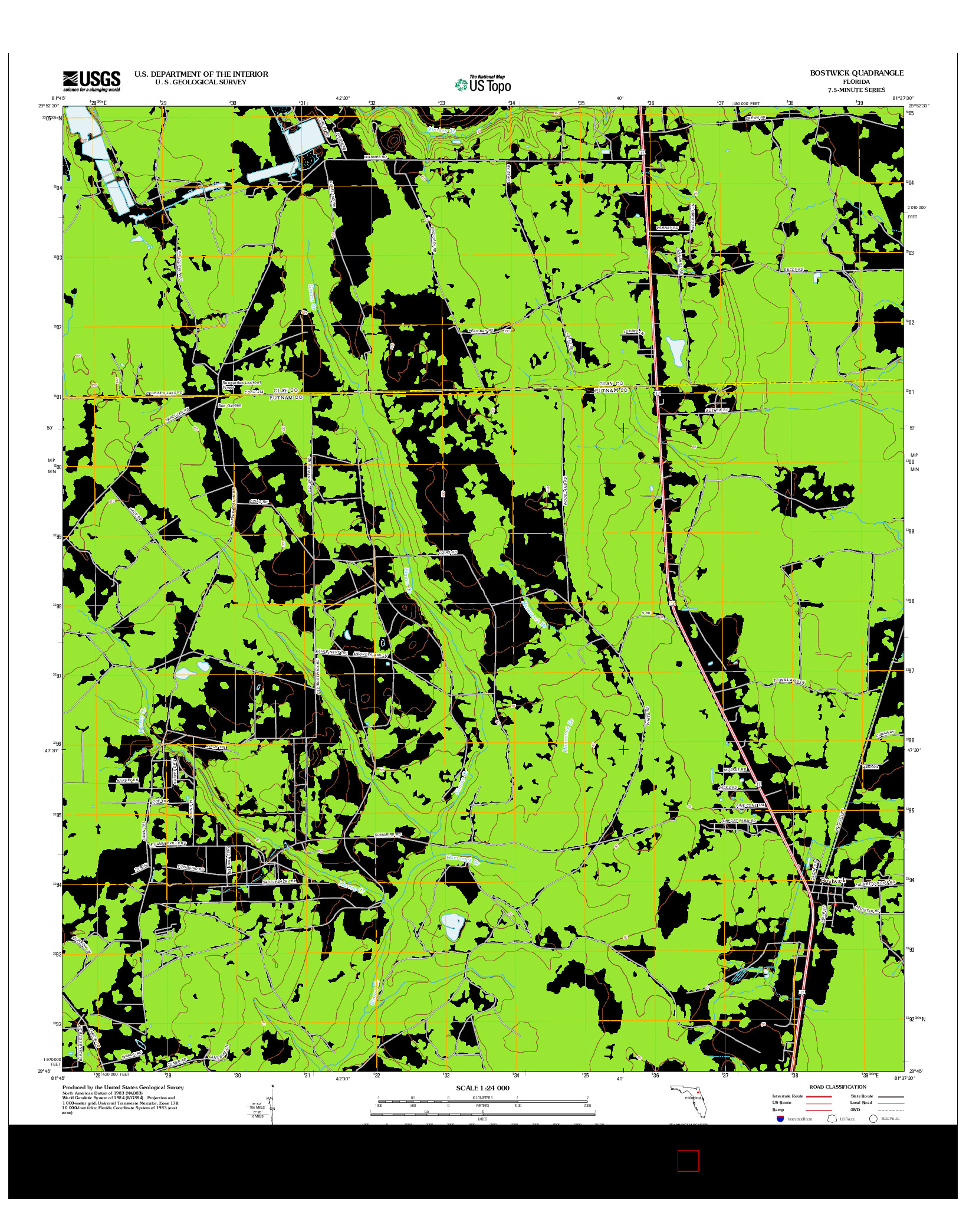 USGS US TOPO 7.5-MINUTE MAP FOR BOSTWICK, FL 2012