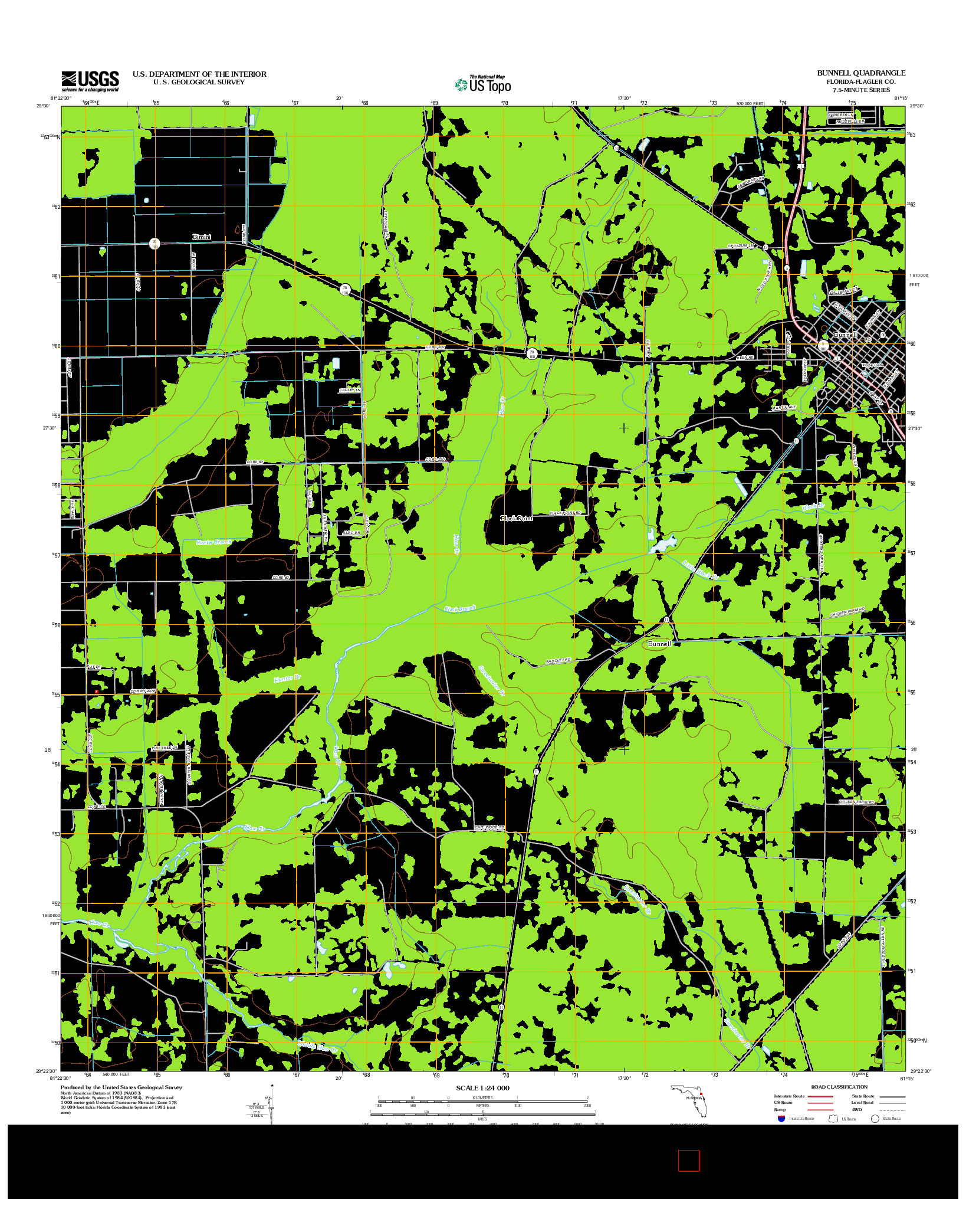 USGS US TOPO 7.5-MINUTE MAP FOR BUNNELL, FL 2012