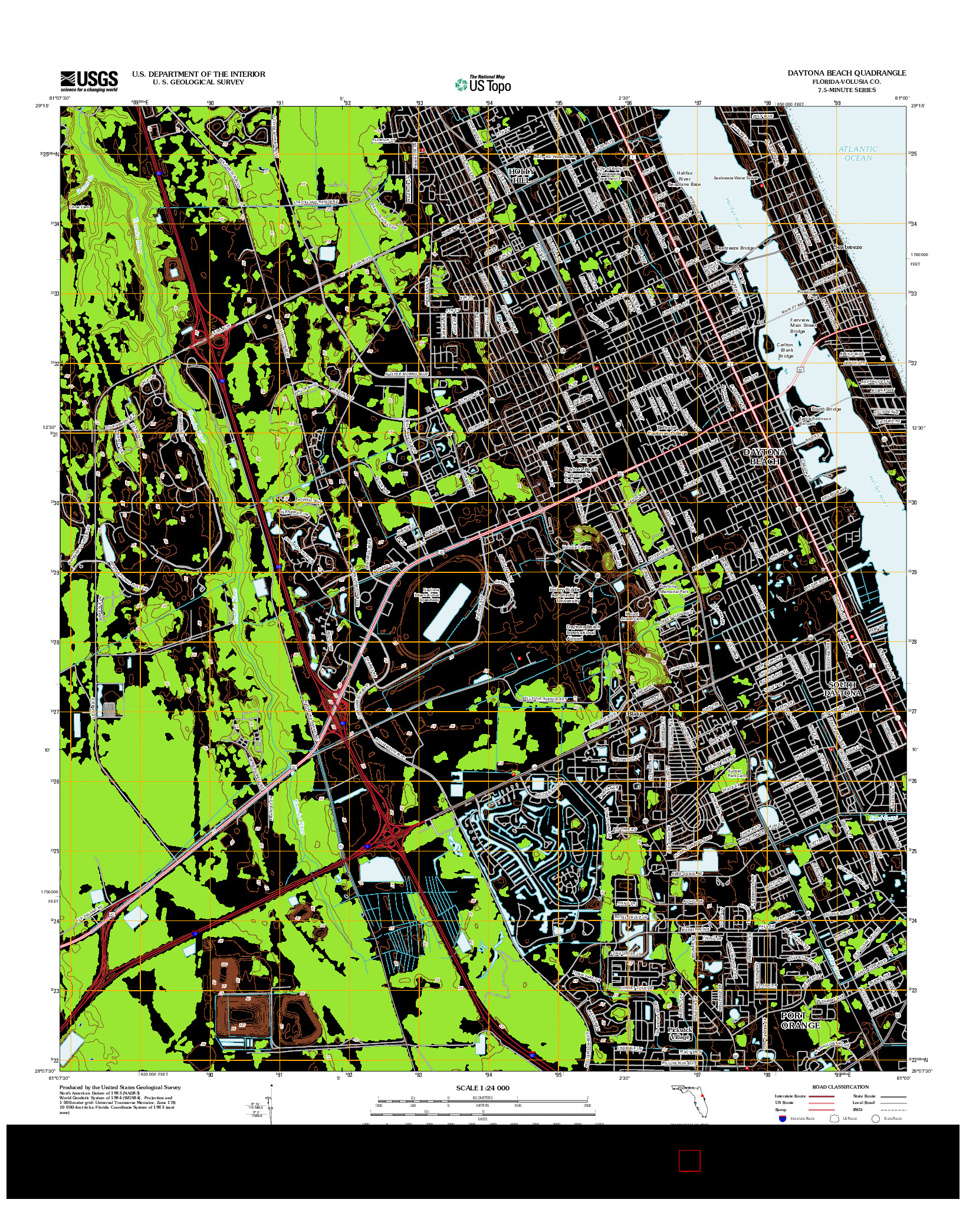 USGS US TOPO 7.5-MINUTE MAP FOR DAYTONA BEACH, FL 2012
