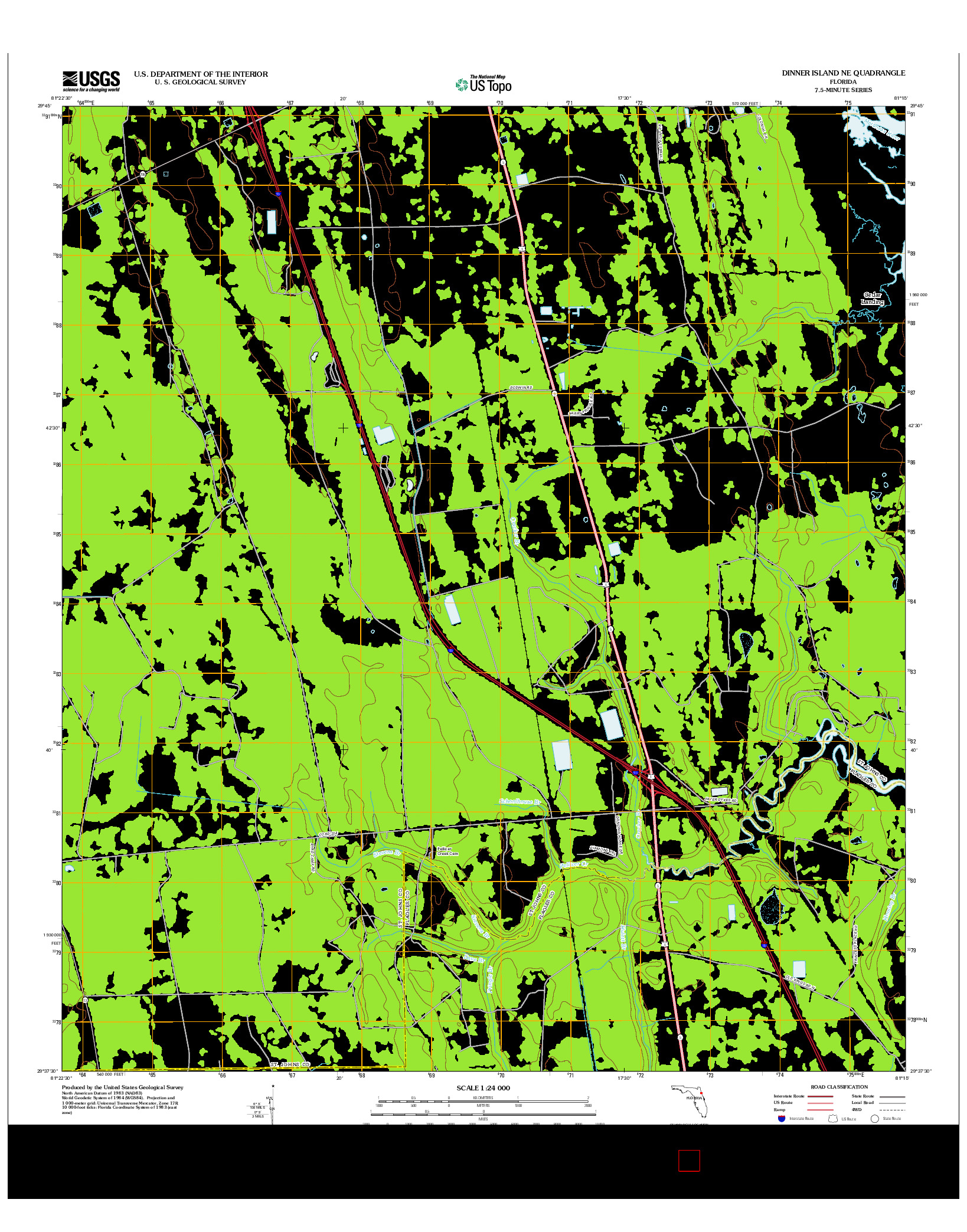 USGS US TOPO 7.5-MINUTE MAP FOR DINNER ISLAND NE, FL 2012