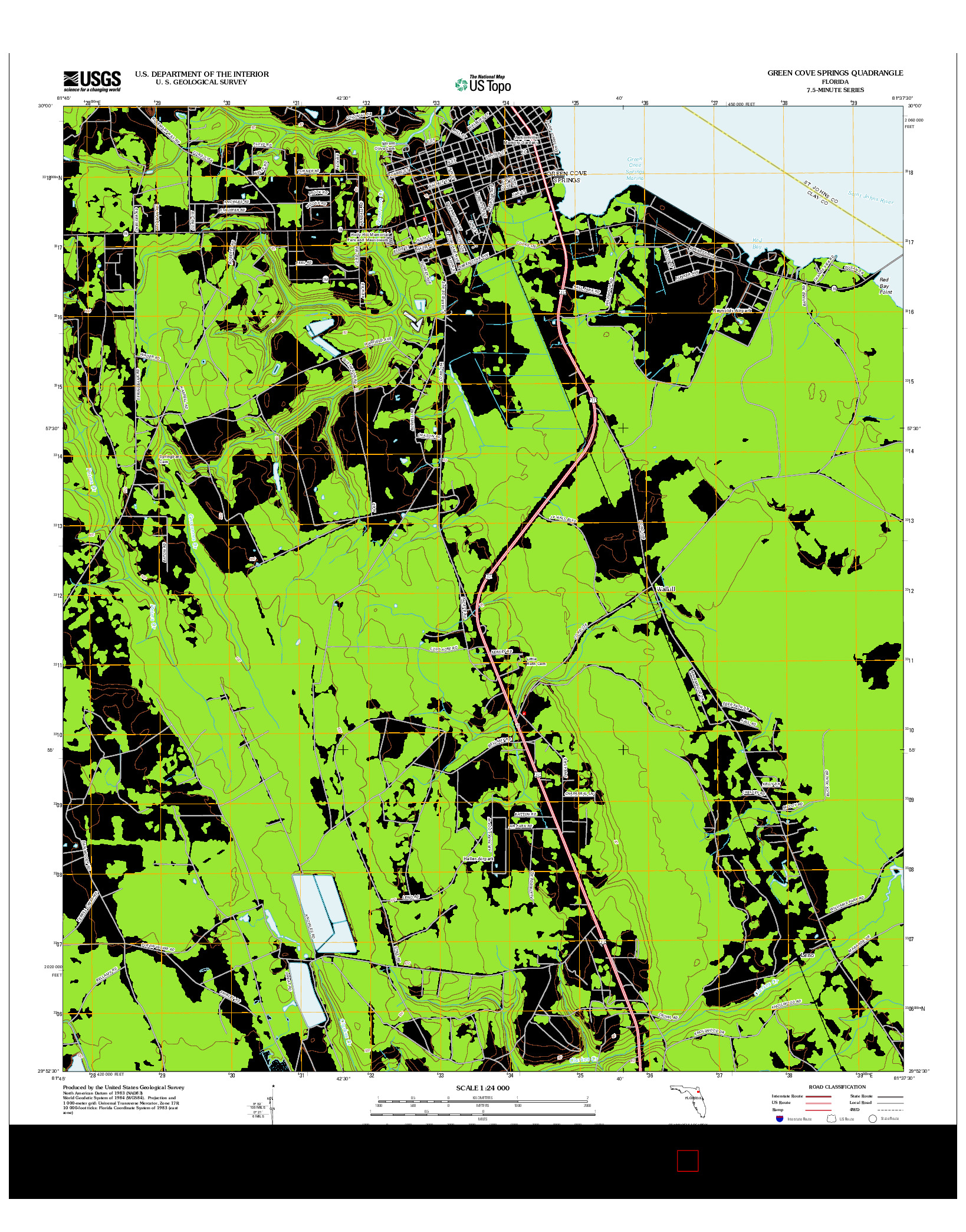 USGS US TOPO 7.5-MINUTE MAP FOR GREEN COVE SPRINGS, FL 2012