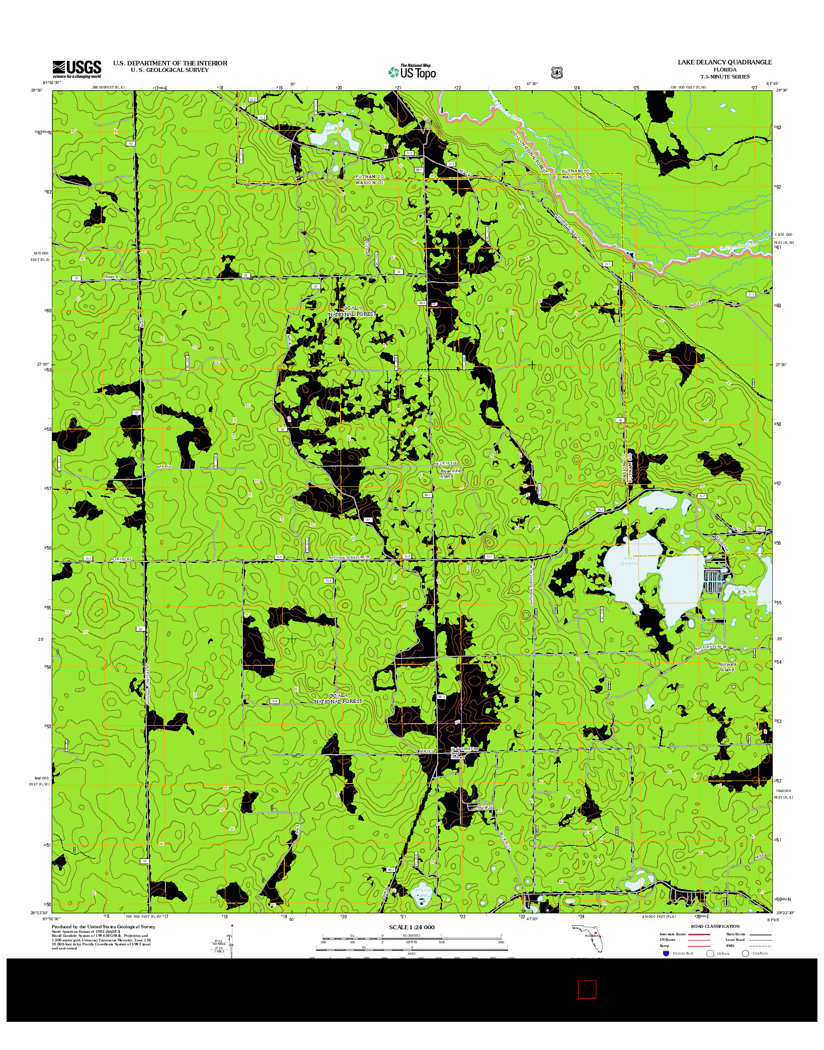 USGS US TOPO 7.5-MINUTE MAP FOR LAKE DELANCY, FL 2012