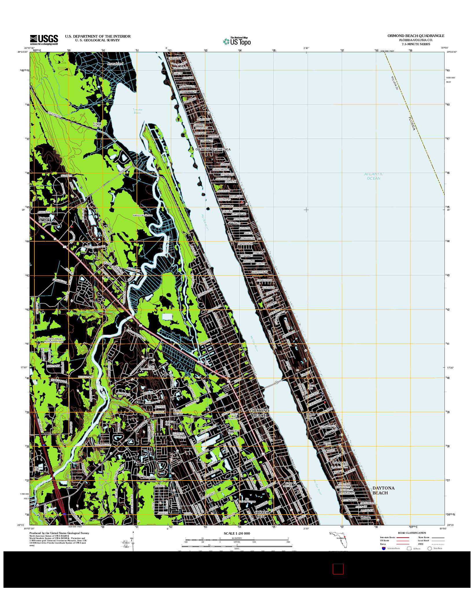 USGS US TOPO 7.5-MINUTE MAP FOR ORMOND BEACH, FL 2012