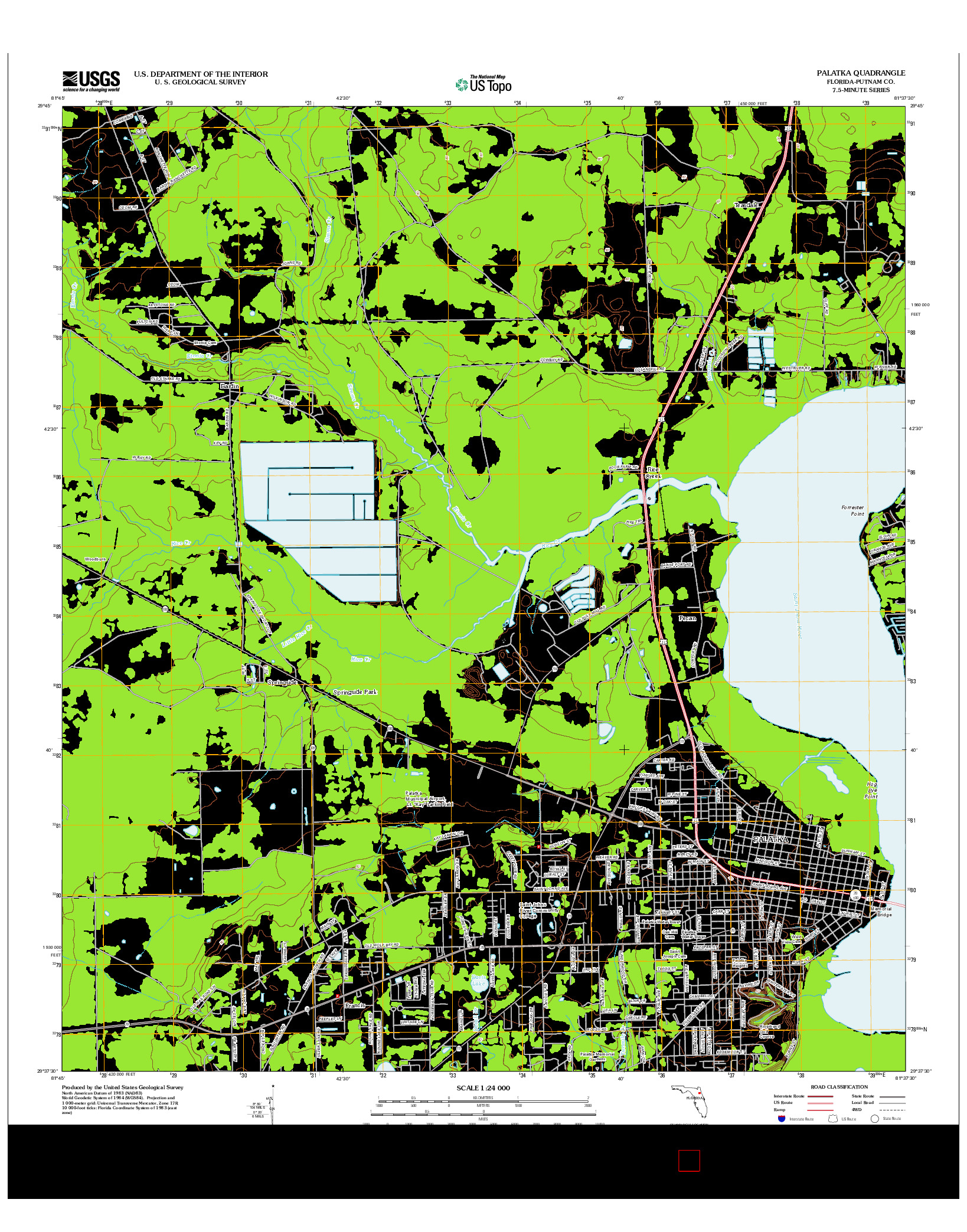 USGS US TOPO 7.5-MINUTE MAP FOR PALATKA, FL 2012