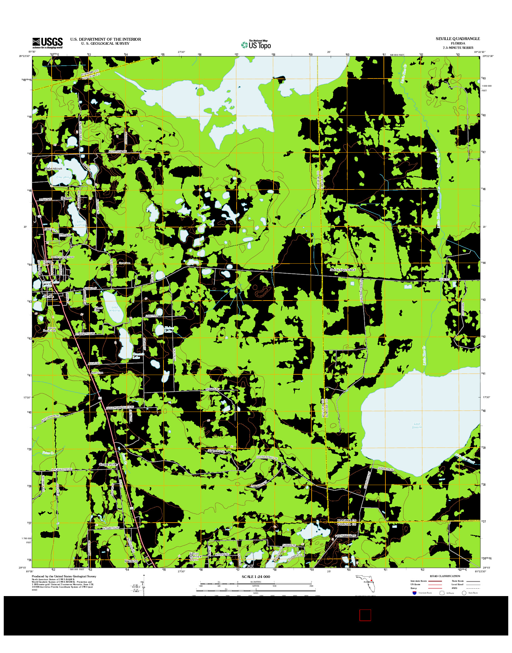 USGS US TOPO 7.5-MINUTE MAP FOR SEVILLE, FL 2012