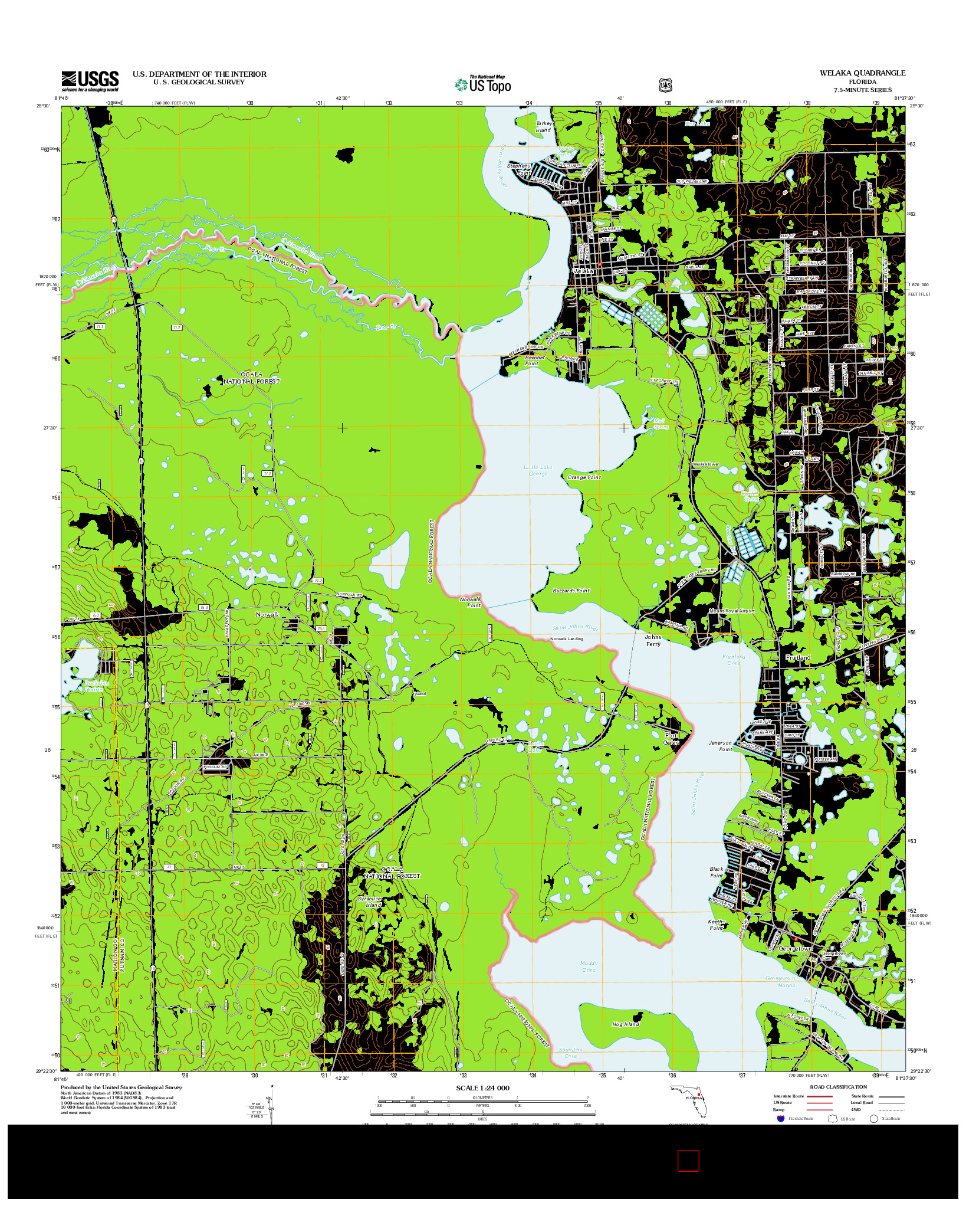 USGS US TOPO 7.5-MINUTE MAP FOR WELAKA, FL 2012