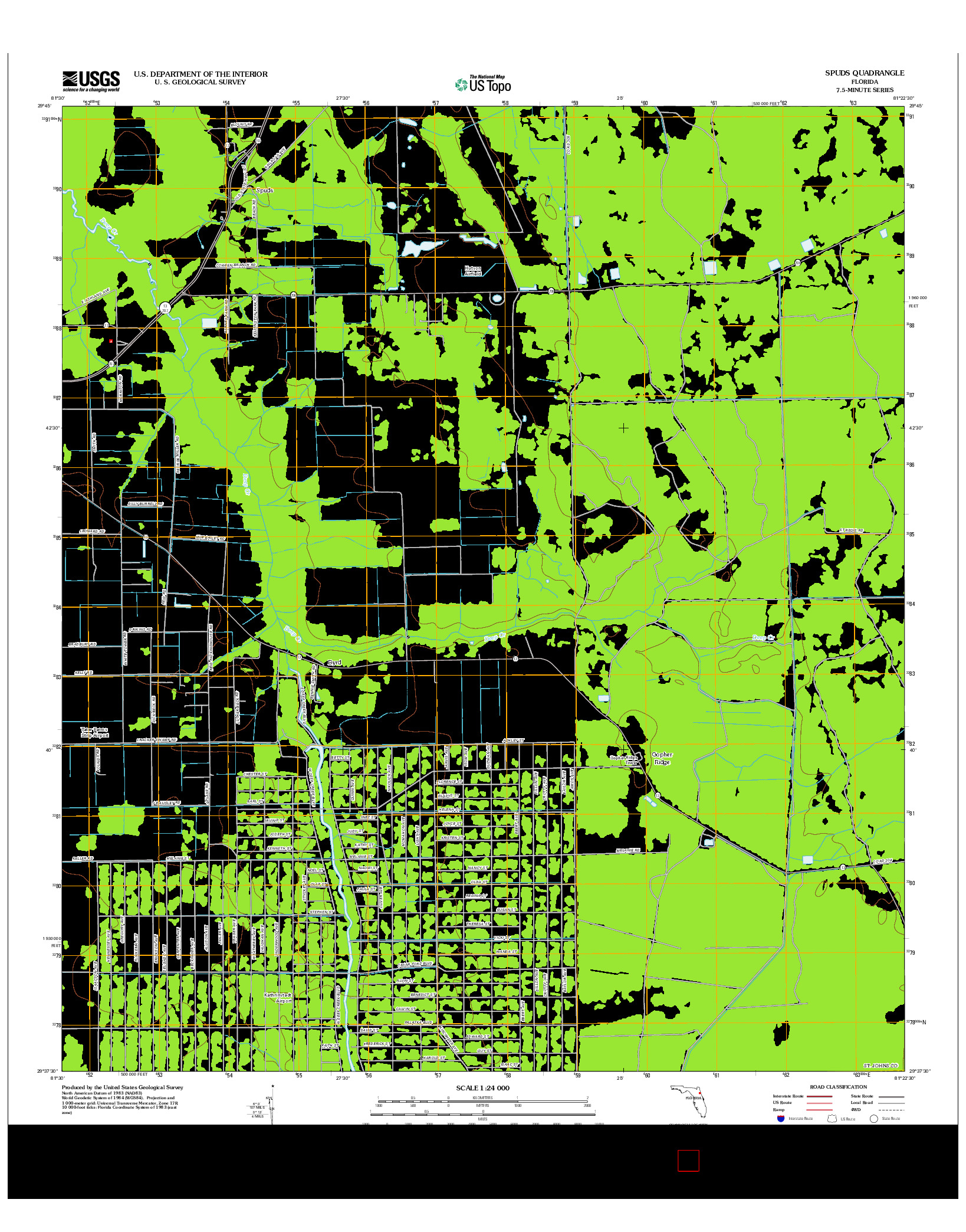 USGS US TOPO 7.5-MINUTE MAP FOR SPUDS, FL 2012