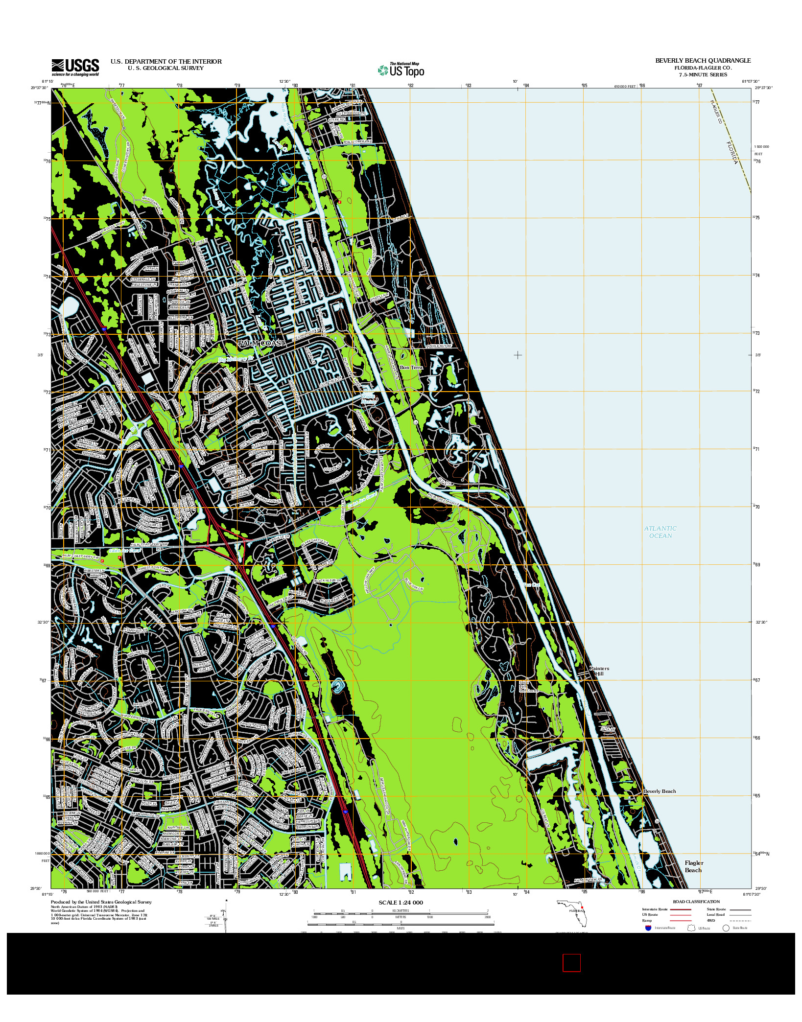 USGS US TOPO 7.5-MINUTE MAP FOR BEVERLY BEACH, FL 2012