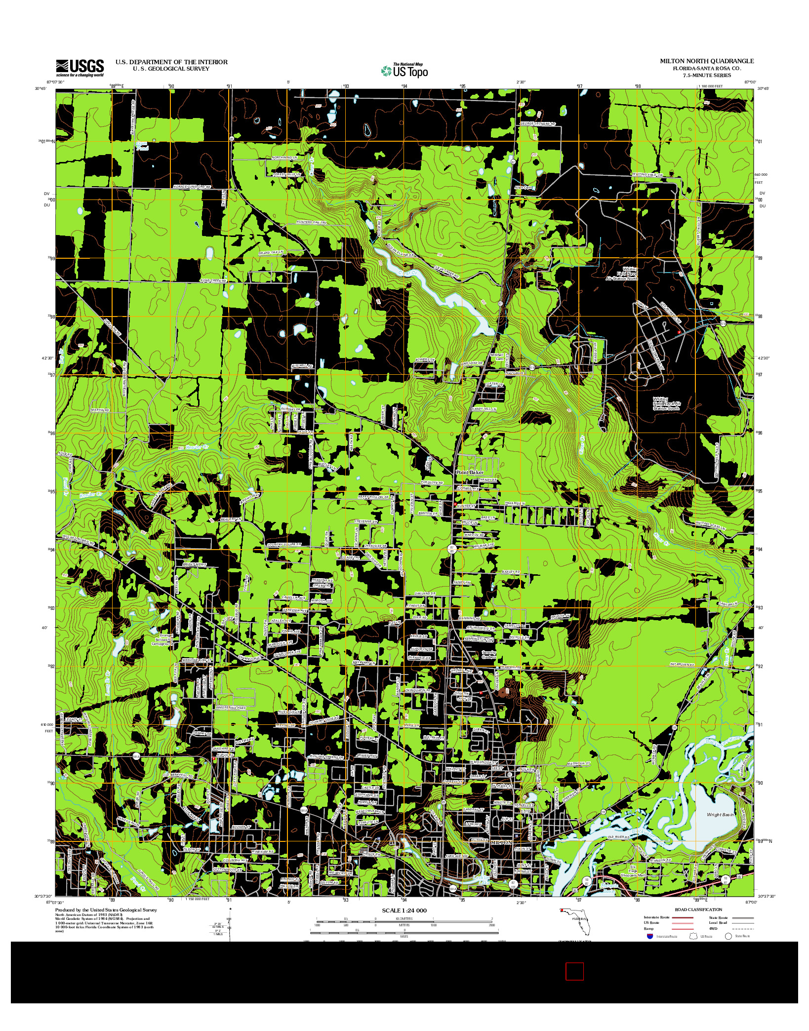 USGS US TOPO 7.5-MINUTE MAP FOR MILTON NORTH, FL 2012