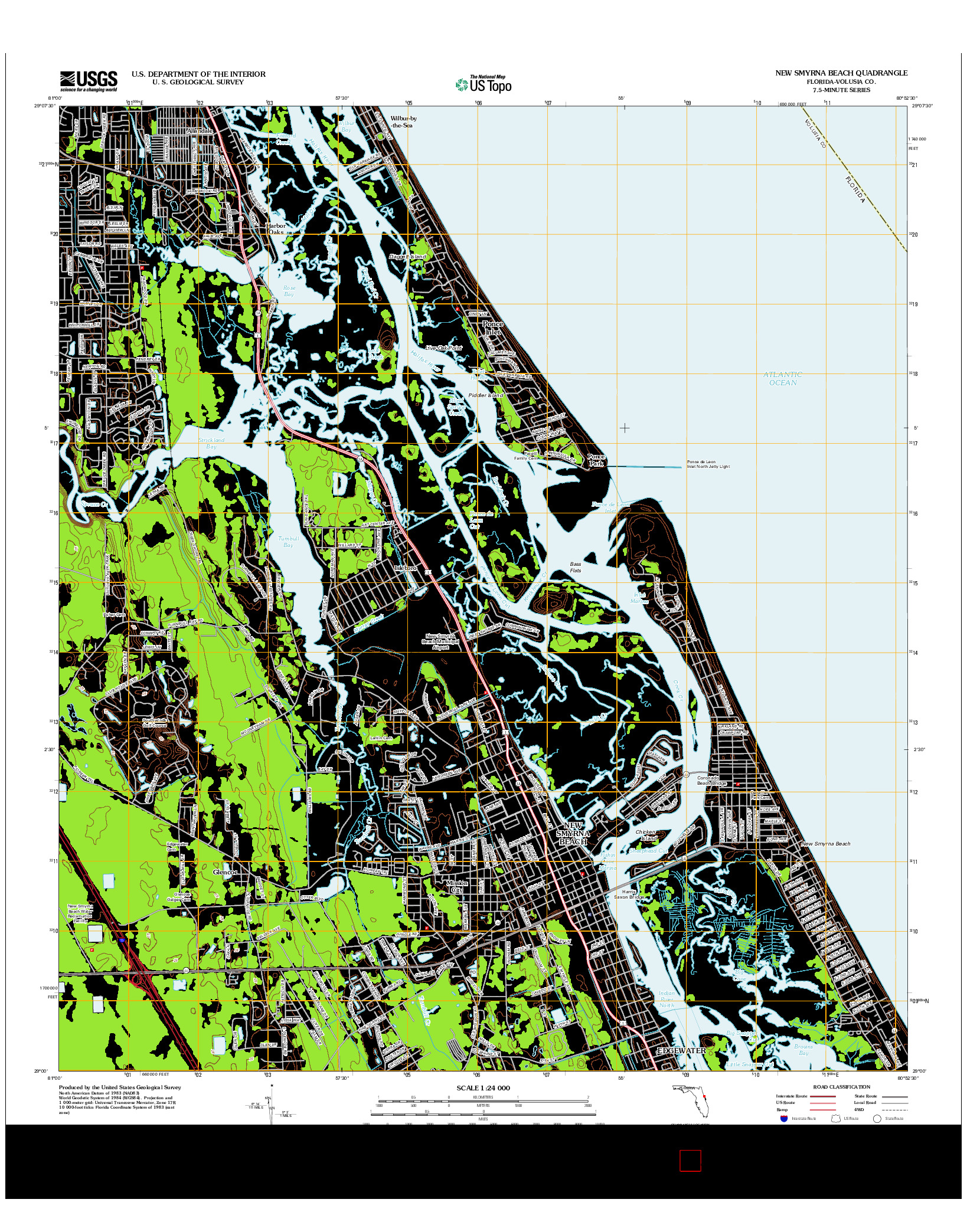 USGS US TOPO 7.5-MINUTE MAP FOR NEW SMYRNA BEACH, FL 2012