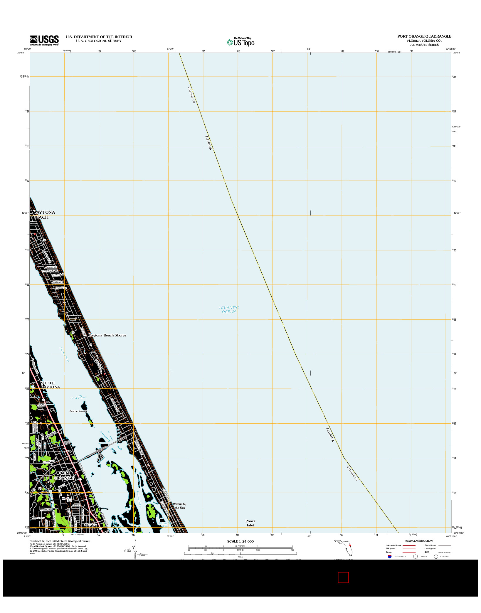 USGS US TOPO 7.5-MINUTE MAP FOR PORT ORANGE, FL 2012