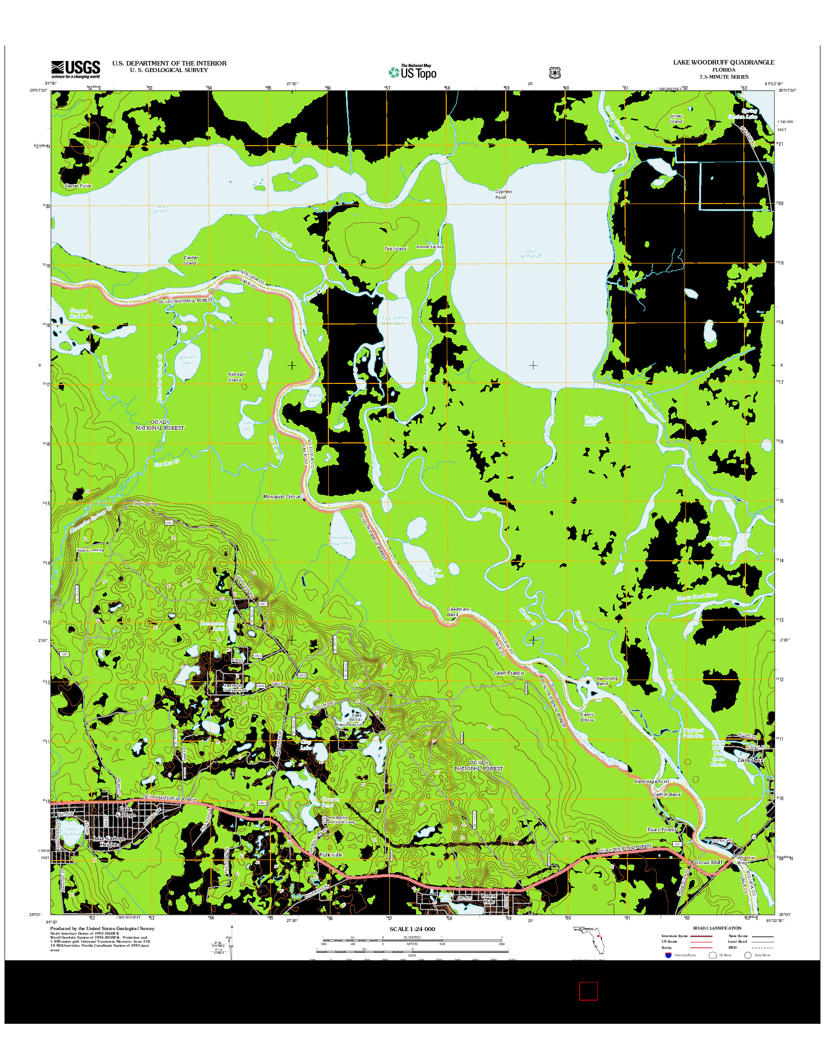 USGS US TOPO 7.5-MINUTE MAP FOR LAKE WOODRUFF, FL 2012