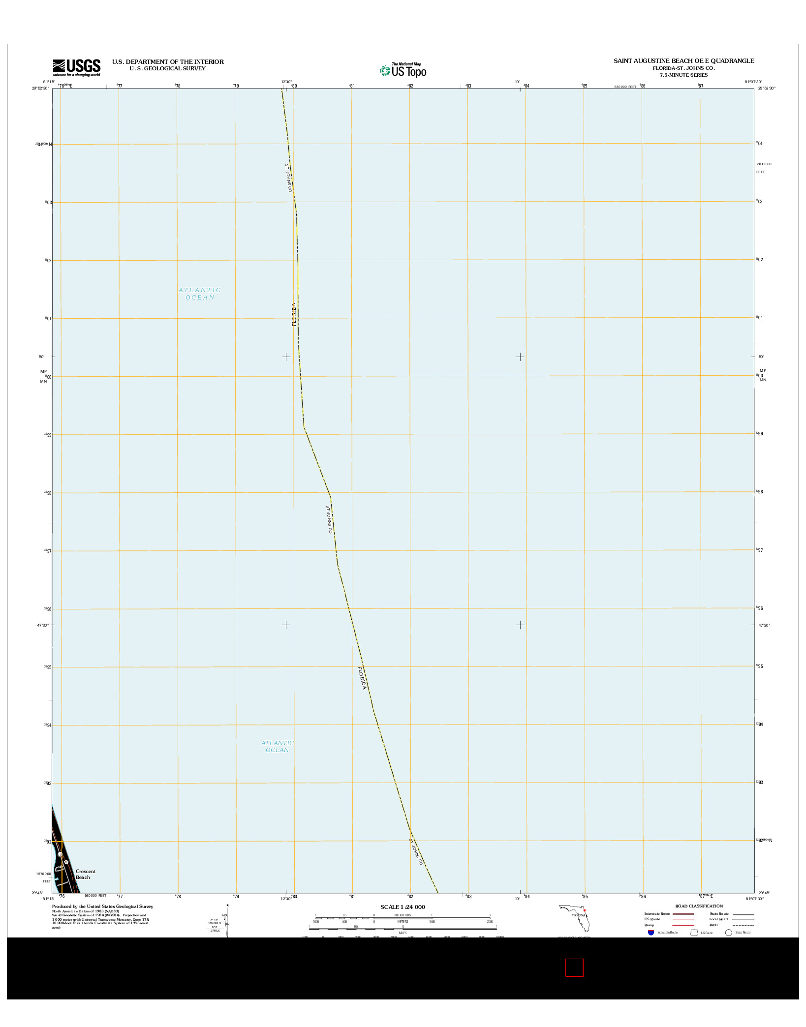 USGS US TOPO 7.5-MINUTE MAP FOR SAINT AUGUSTINE BEACH OE E, FL 2012