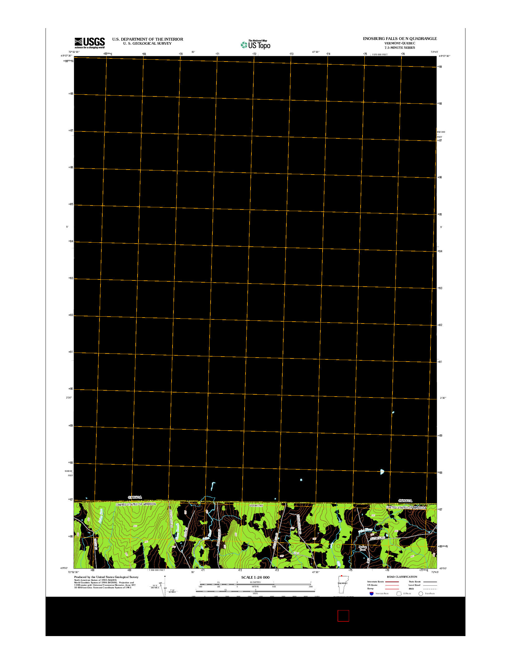 USGS US TOPO 7.5-MINUTE MAP FOR ENOSBURG FALLS OE N, VT-QC 2012