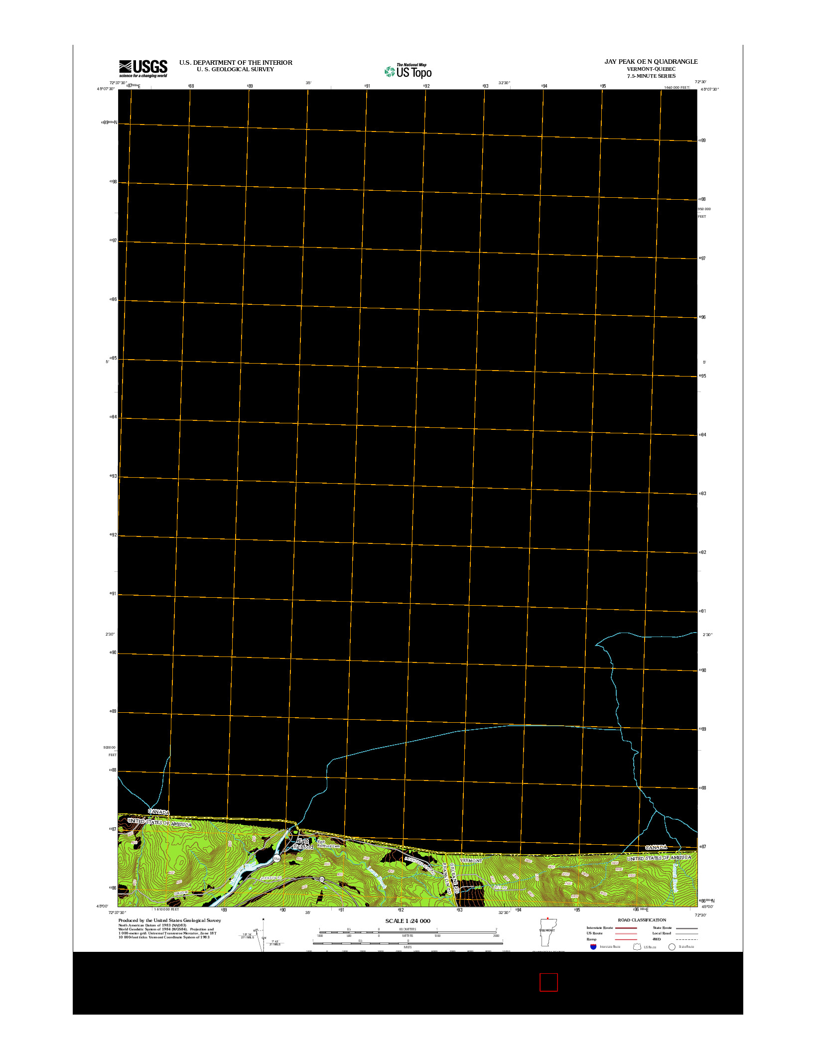 USGS US TOPO 7.5-MINUTE MAP FOR JAY PEAK OE N, VT-QC 2012