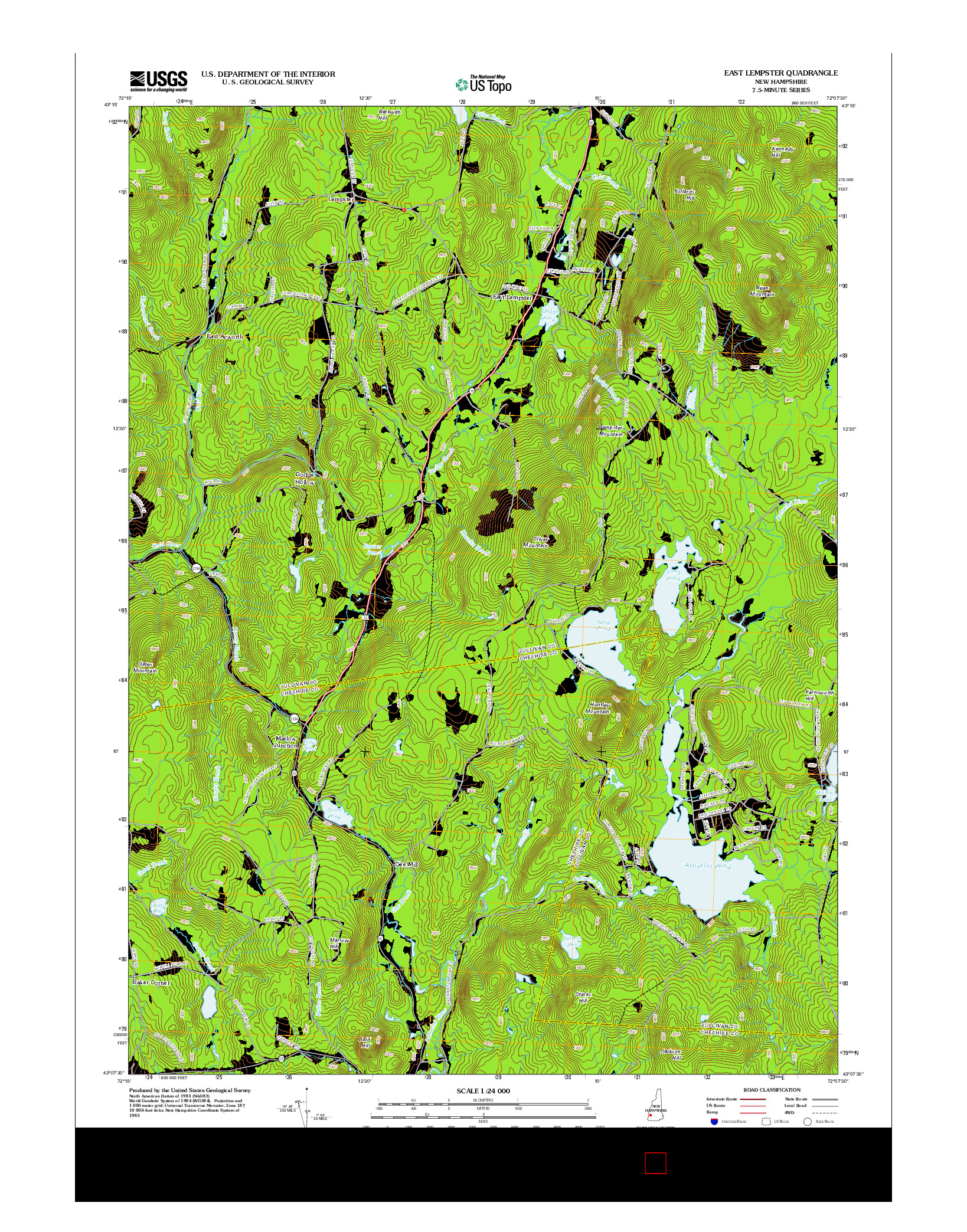 USGS US TOPO 7.5-MINUTE MAP FOR EAST LEMPSTER, NH 2012
