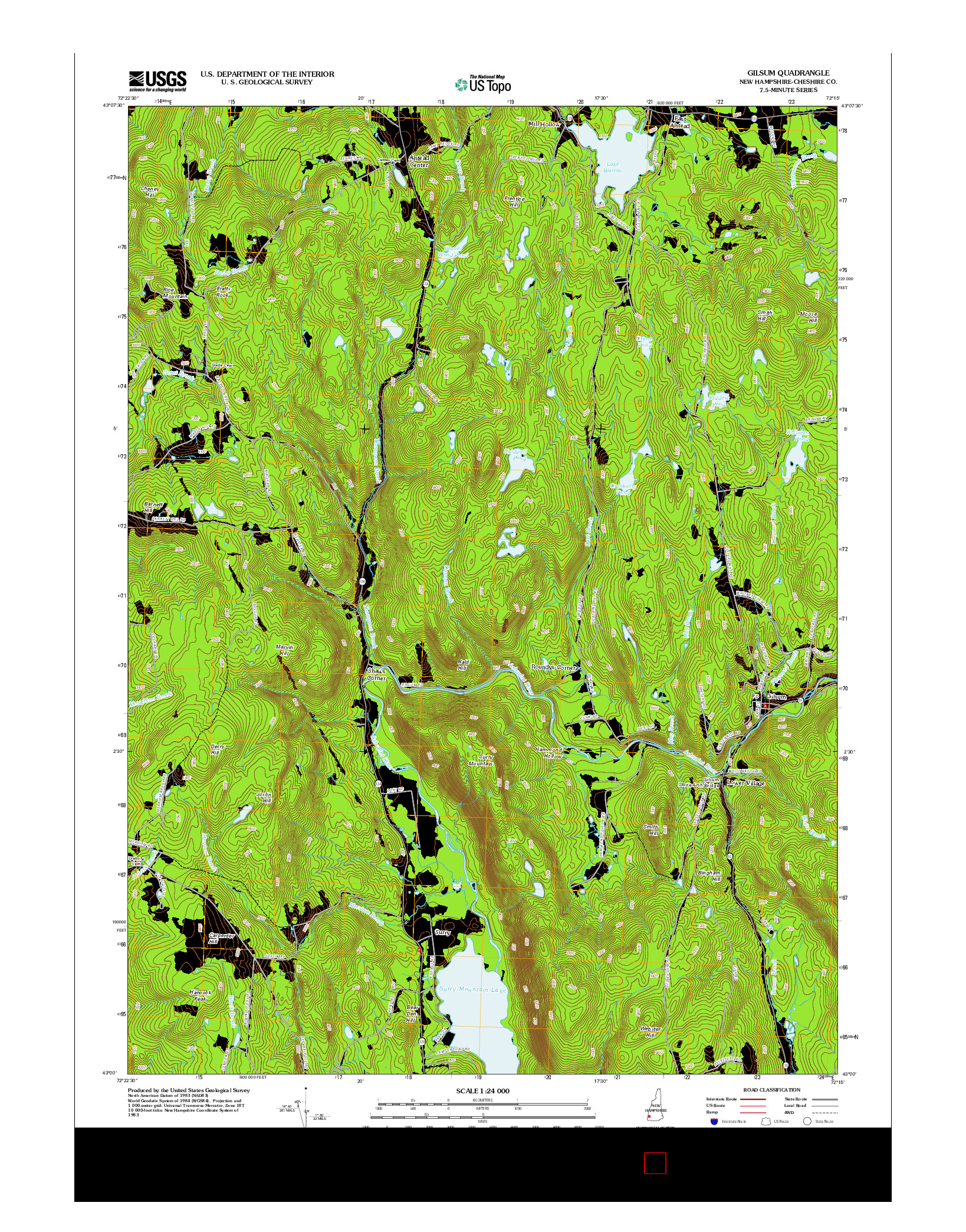 USGS US TOPO 7.5-MINUTE MAP FOR GILSUM, NH 2012